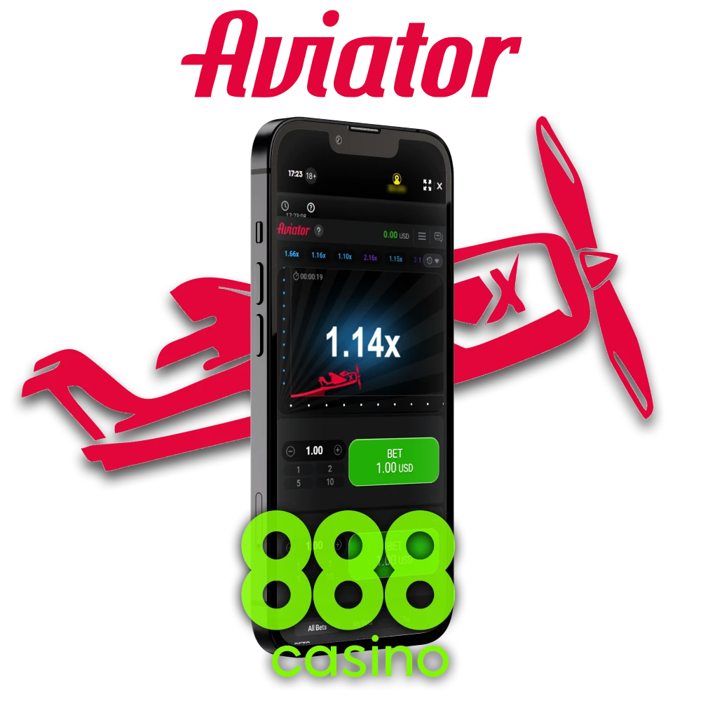 Jogue o jogo Aviator através do aplicativo 888 casino.