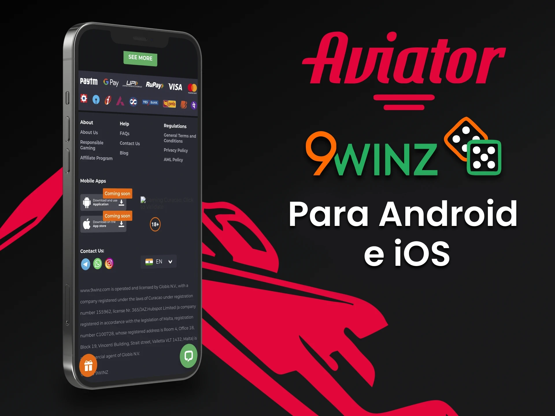 Os aplicativos da 9winz para iOS e Android estarão disponíveis em um futuro próximo.