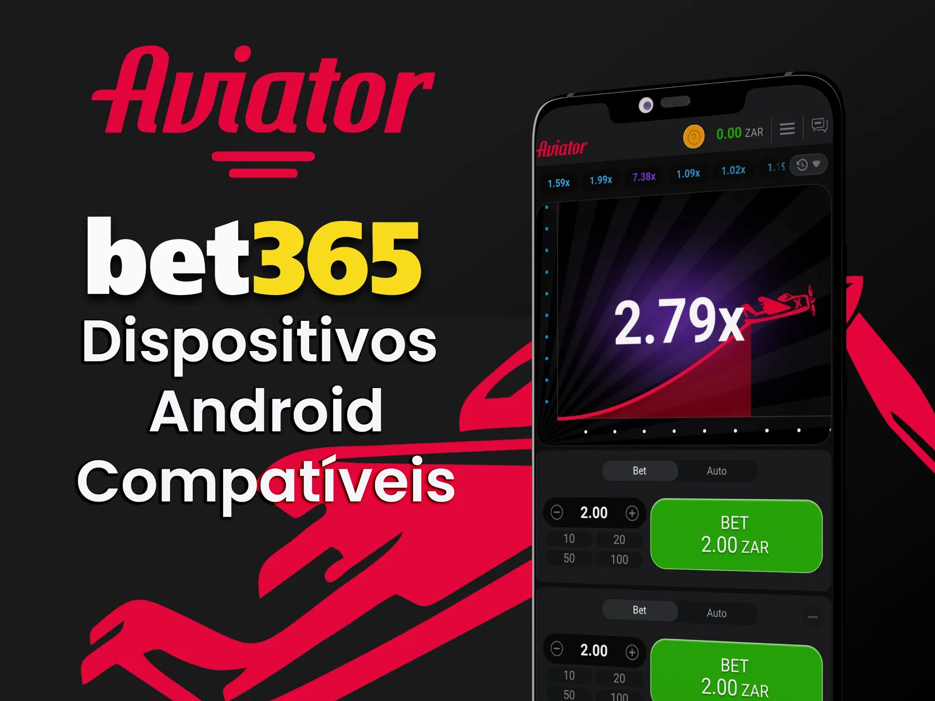 Jogue Aviator através do aplicativo Bet365 para Android.