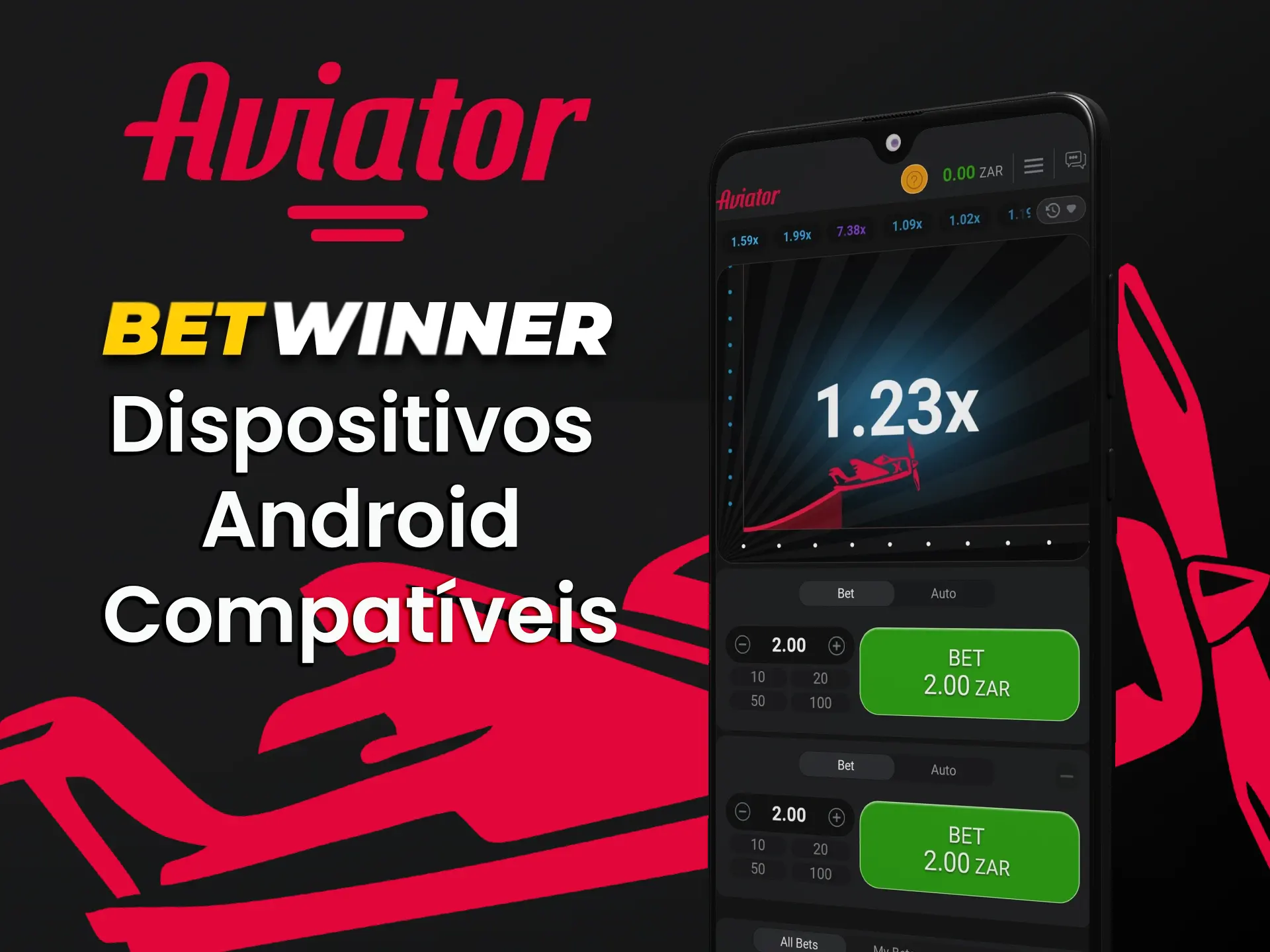 Jogue no Aviator através do aplicativo Betwinner para Android.