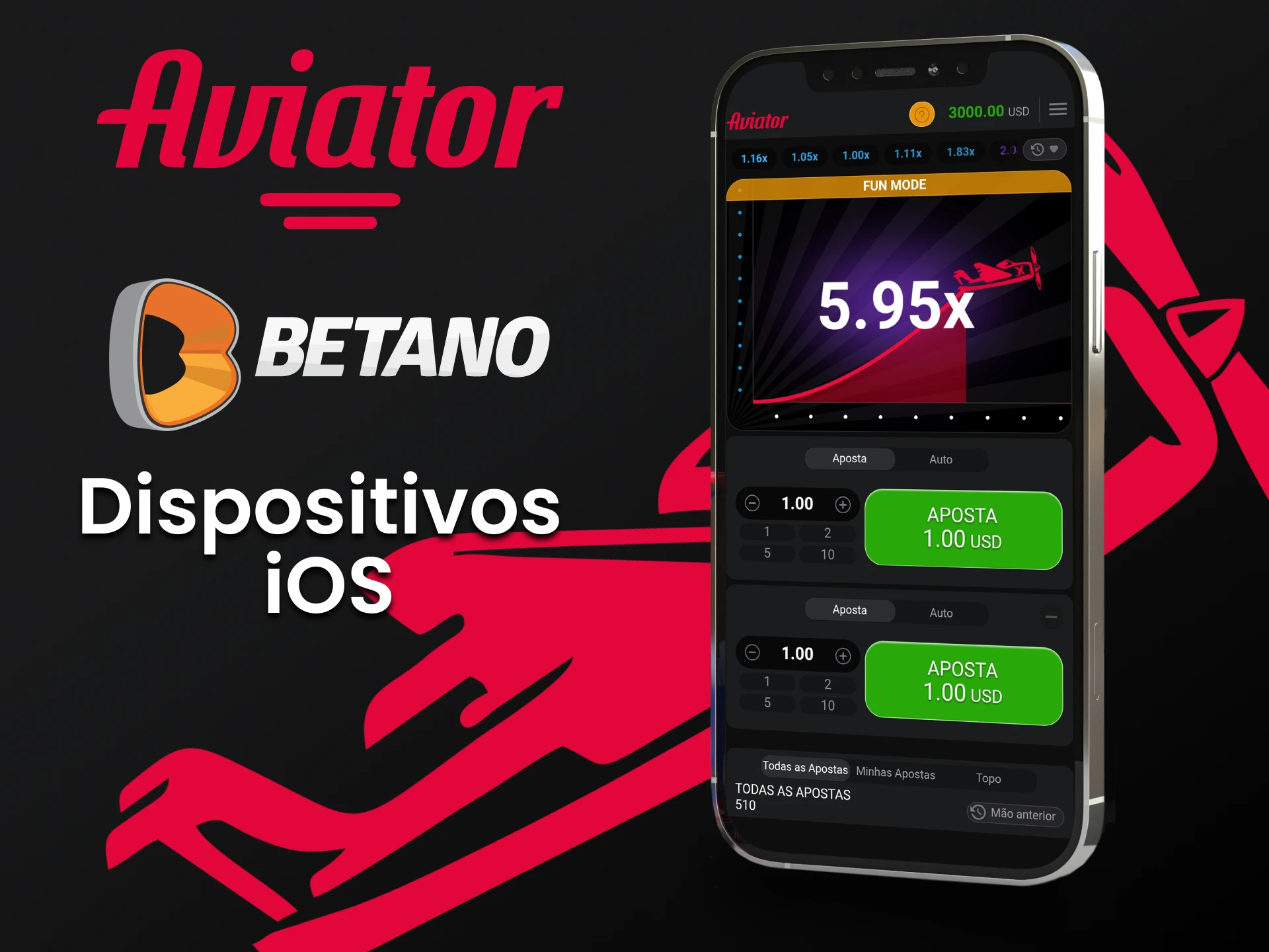 Use seu dispositivo iOS para jogar Aviator no aplicativo Betano.