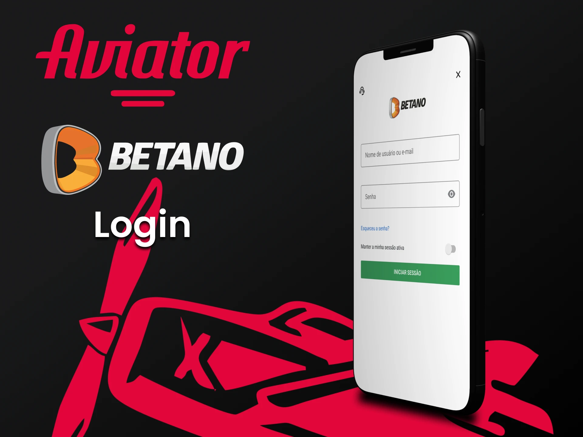 Faça login em sua conta pessoal do aplicativo Betano para jogar Aviator.