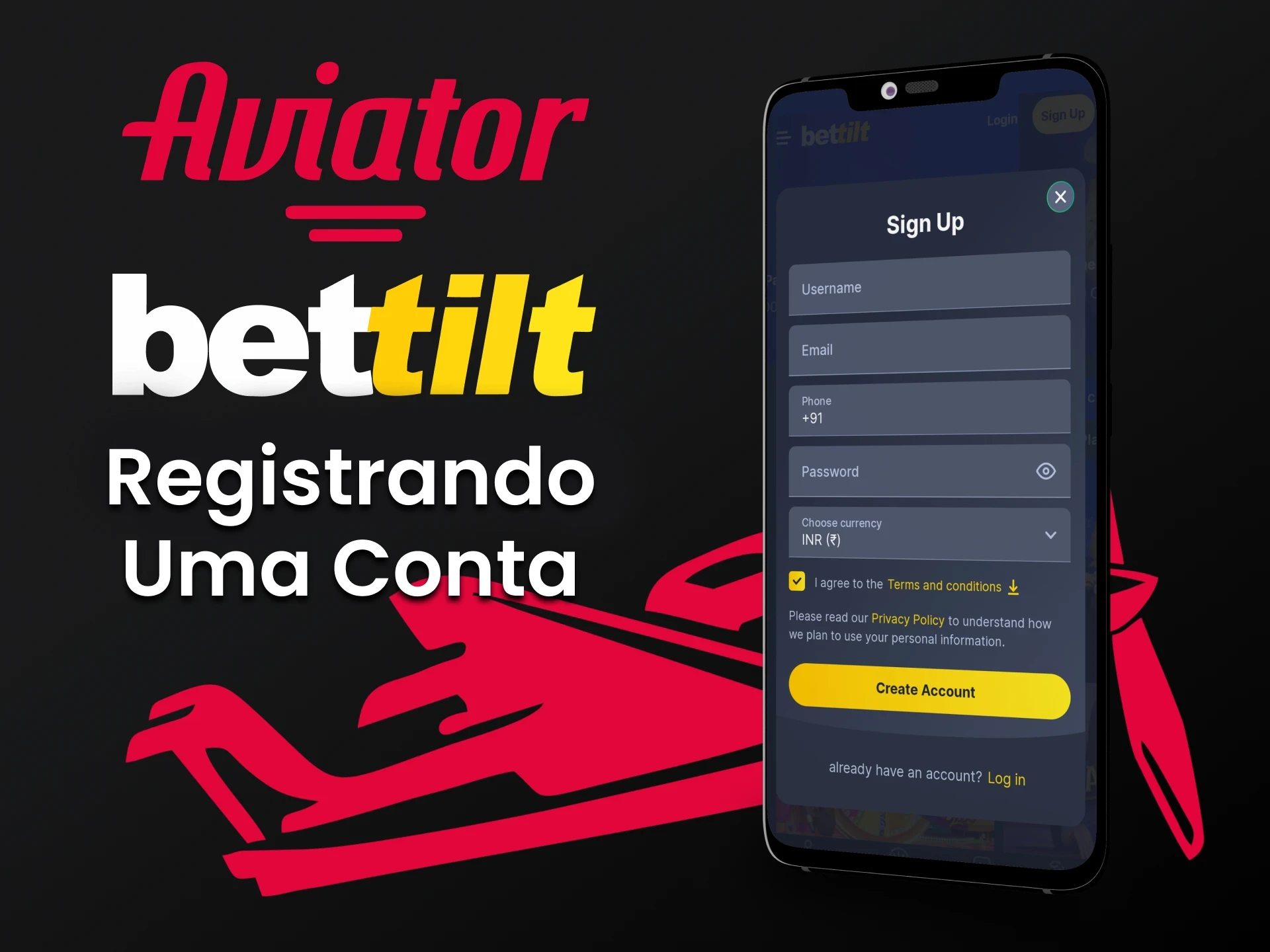 Registre-se no aplicativo Bettilt para jogar Aviator.