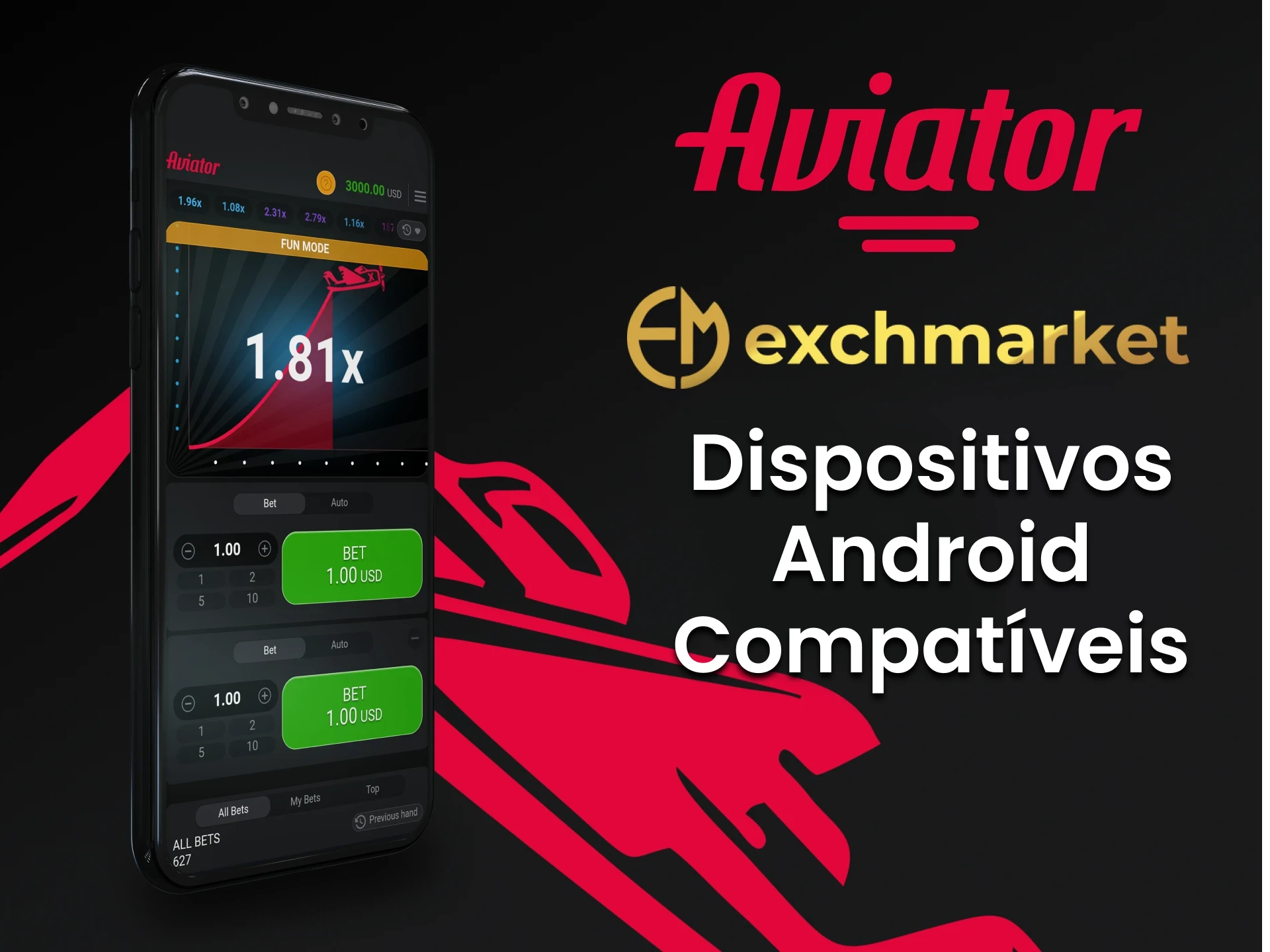 Jogue Aviator através do seu dispositivo Android no Exchmarket.