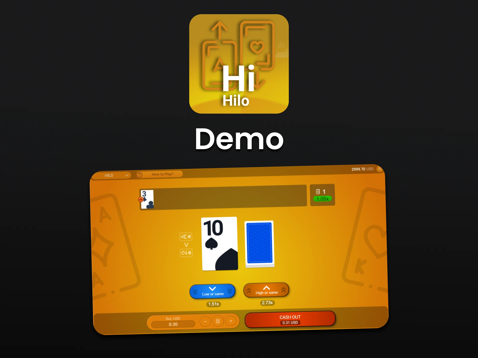 Practice in the demo version of the Hilo game.
