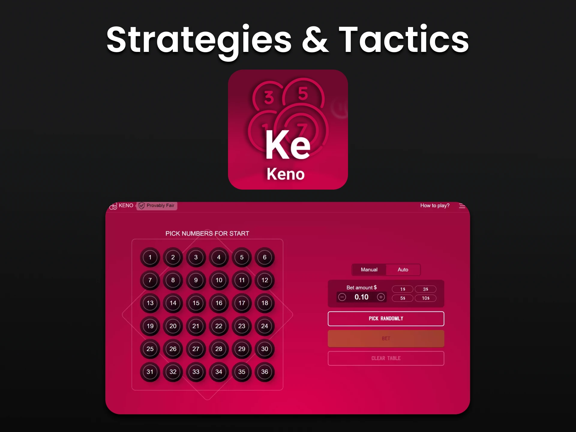 Learn tactics to win in Keno.