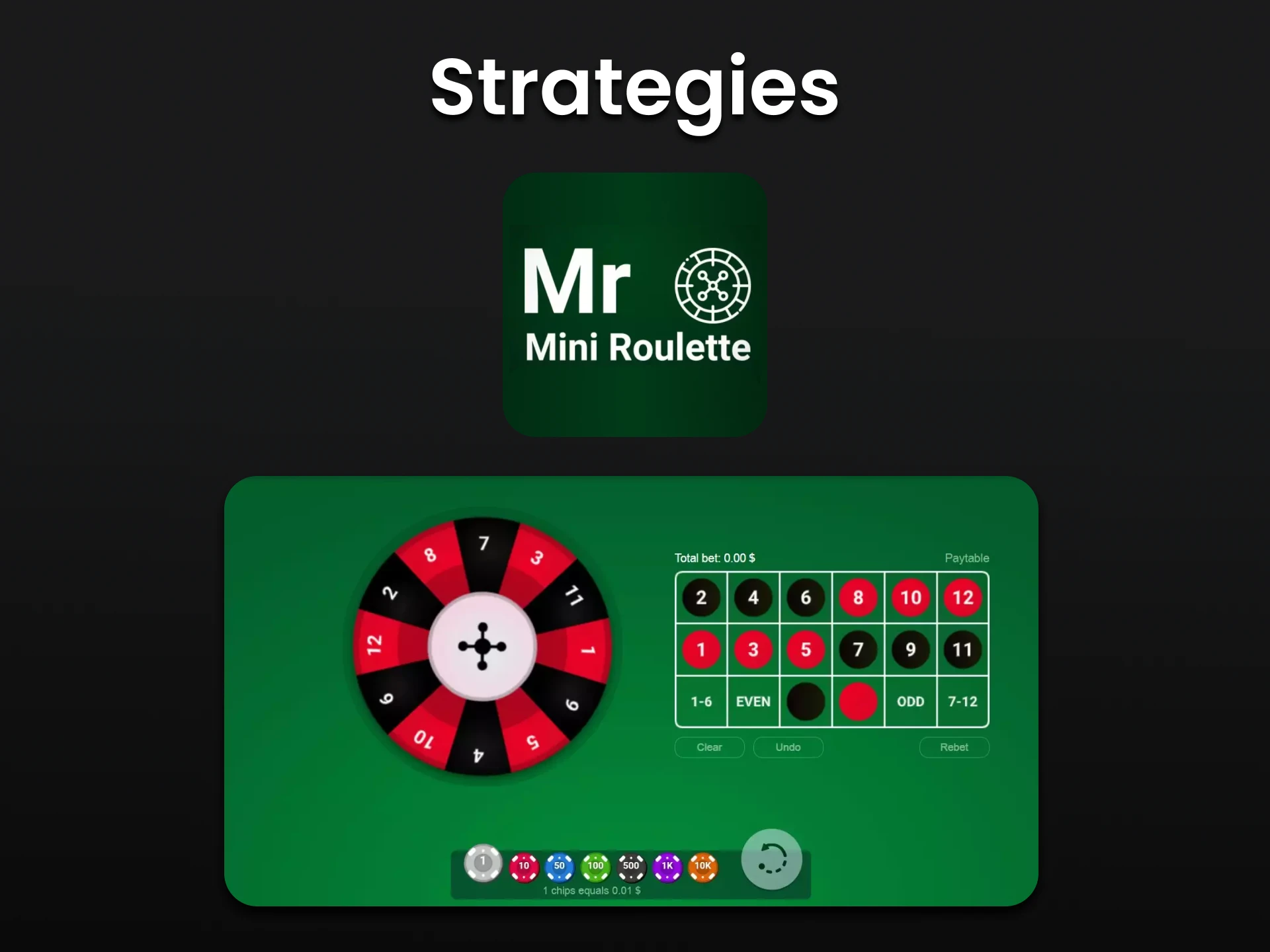 Learn strategies to win at Mini Roulette.