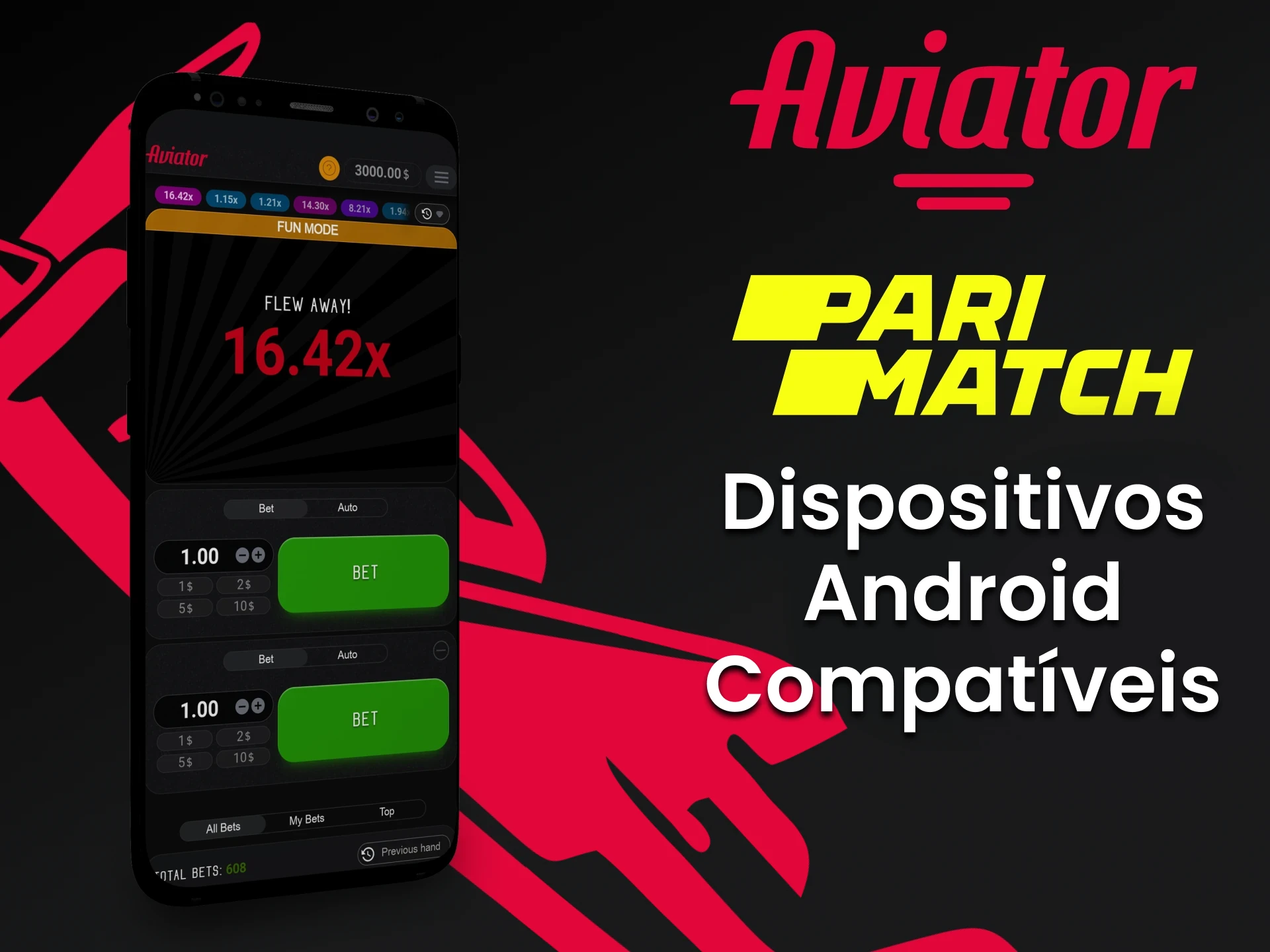 Jogue Aviator em dispositivos Android.