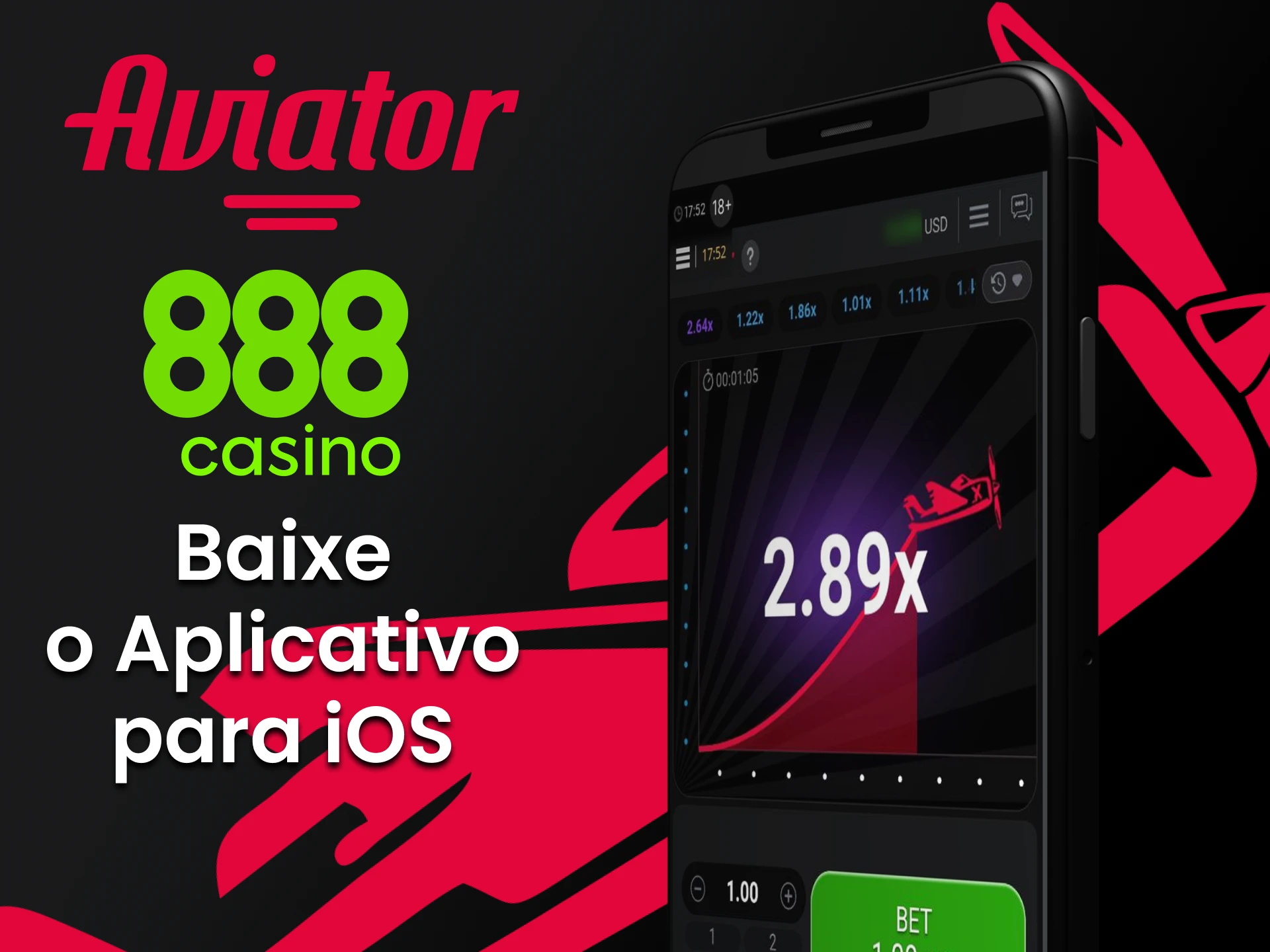 Para jogar Aviator em seu dispositivo iOS, baixe o aplicativo 888 casino.