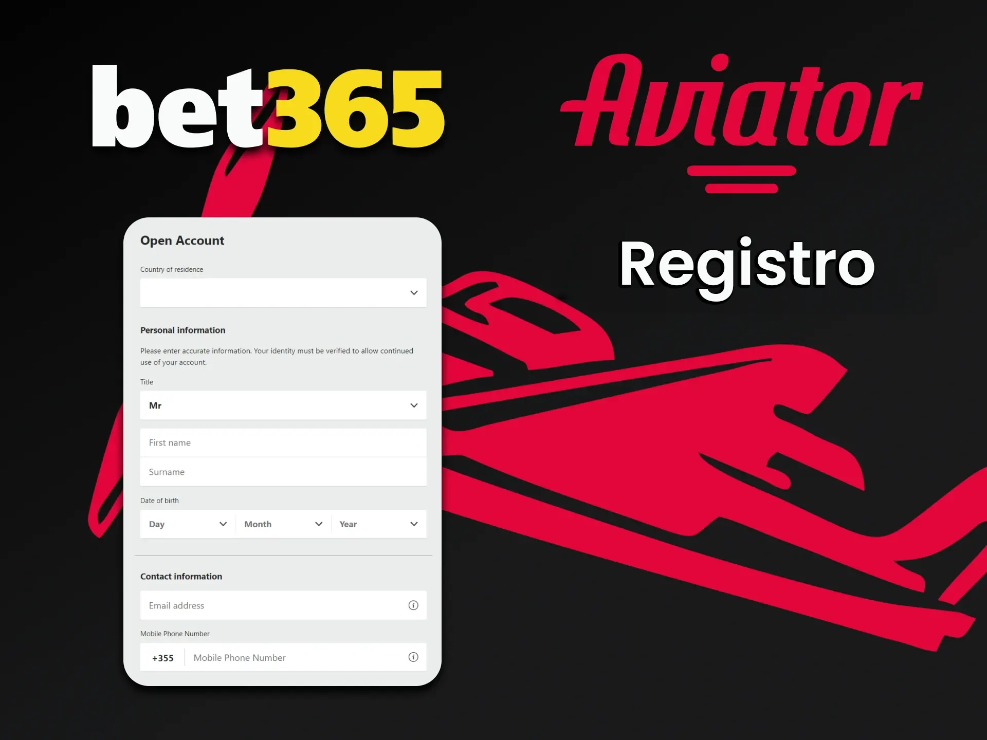 Registre-se na Bet365 para jogar Aviator.