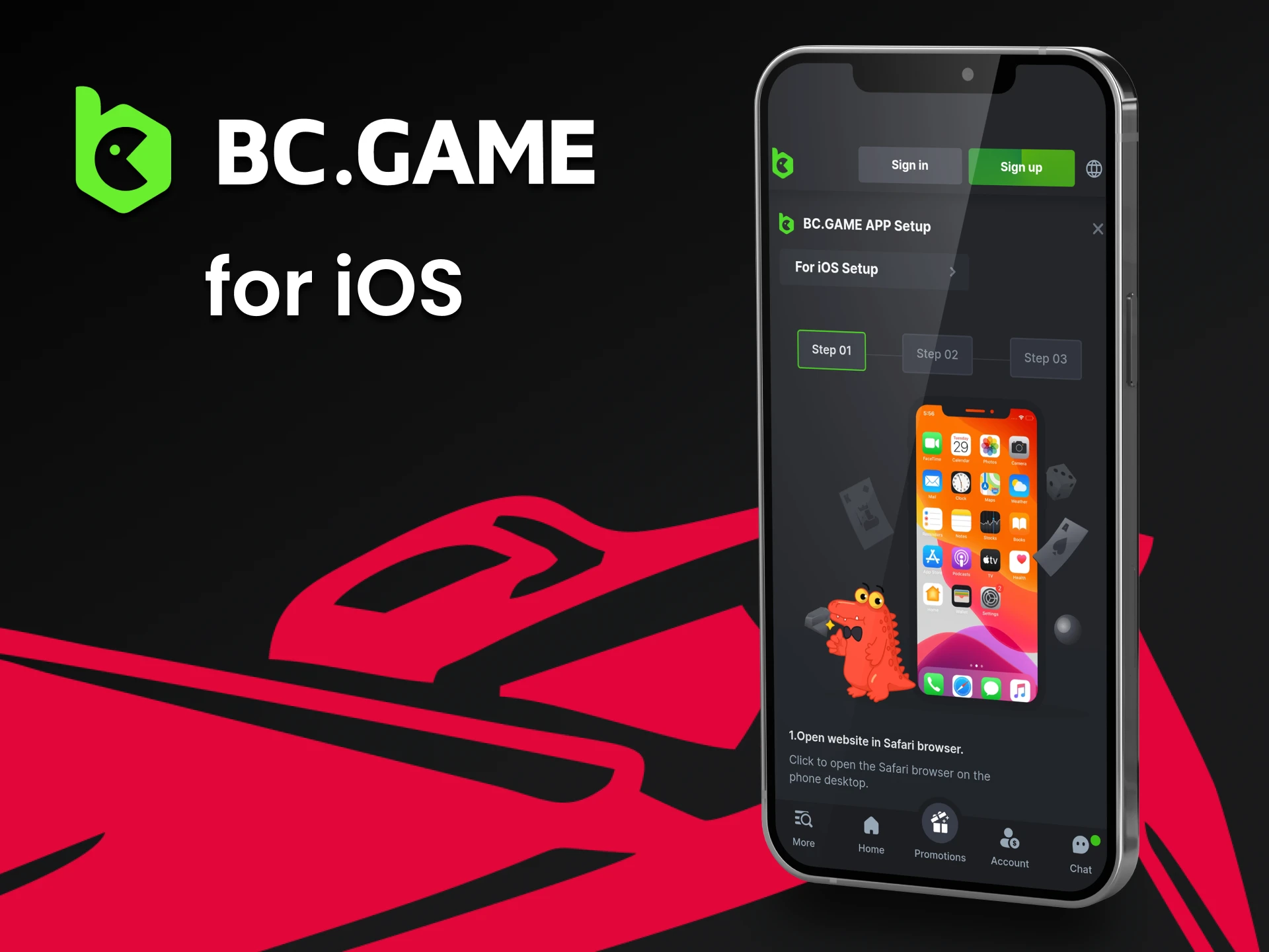 Download the BCGame app to play Aviator on iOS.