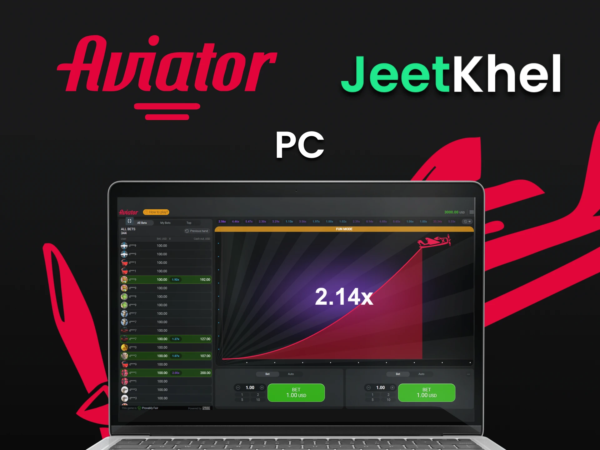 To play Aviator on JeetKhel, you can use your PC.