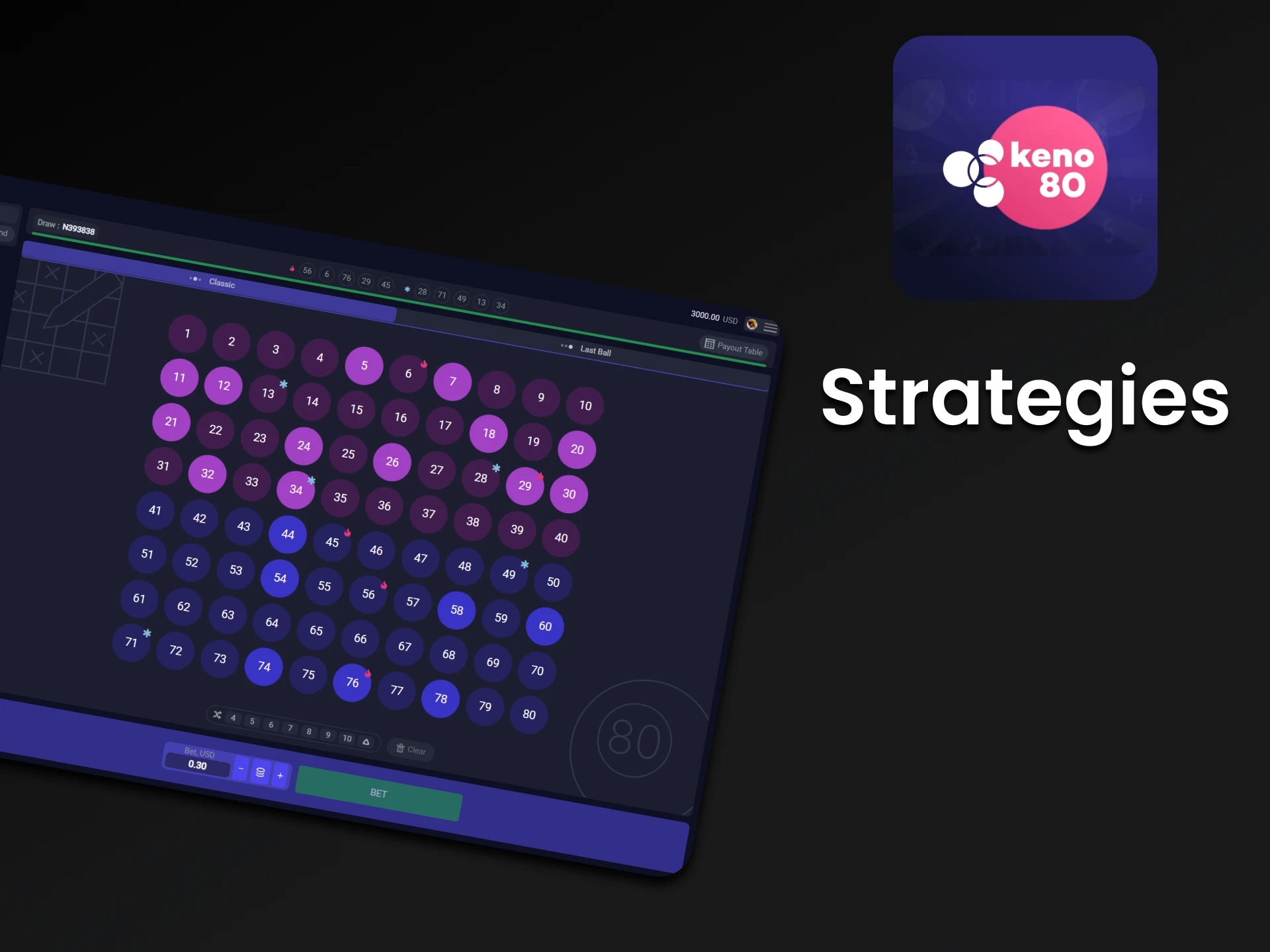 Learn strategies for winning at Keno 80.