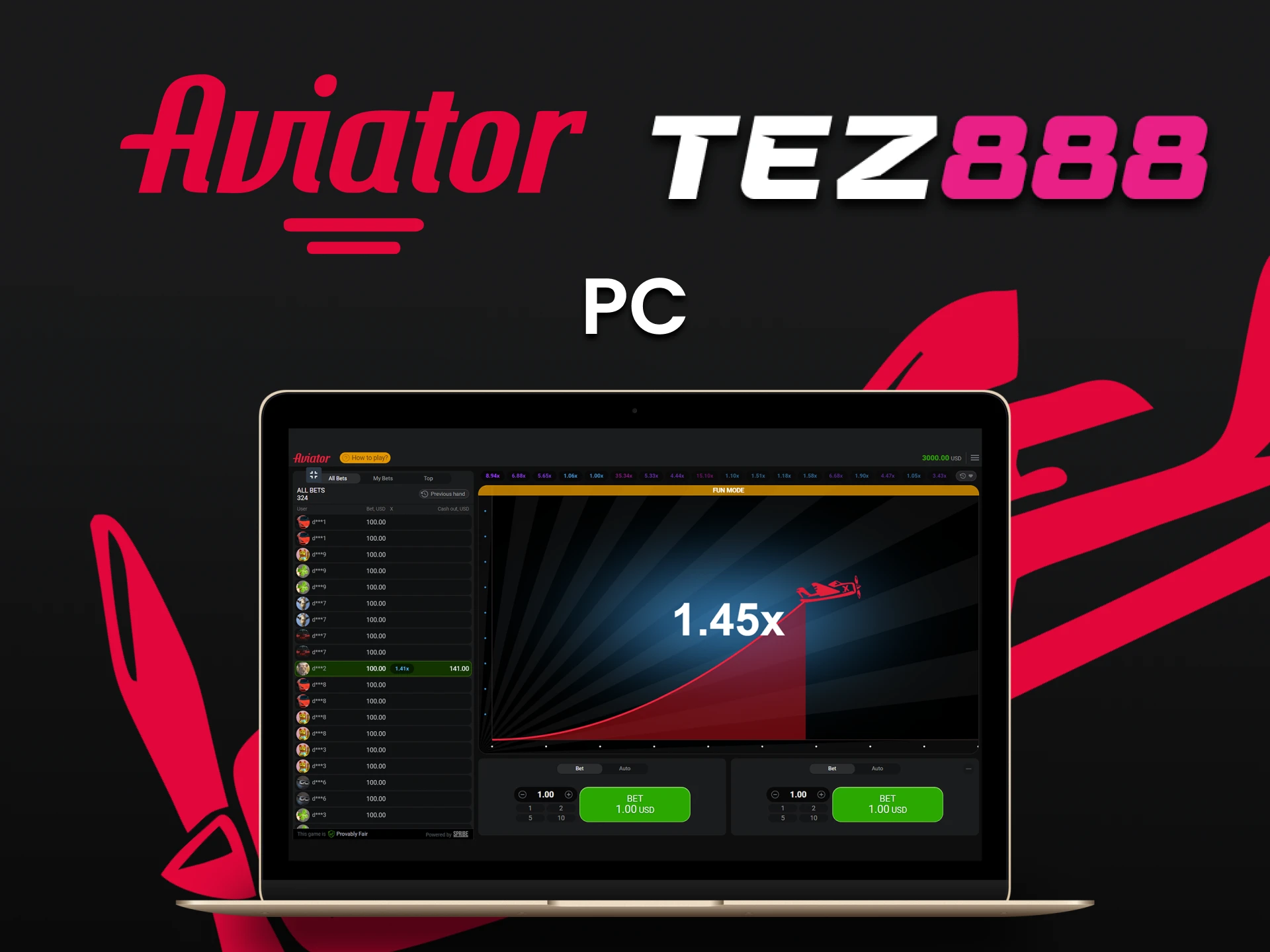 Use your PC to play Aviator on Tez888.