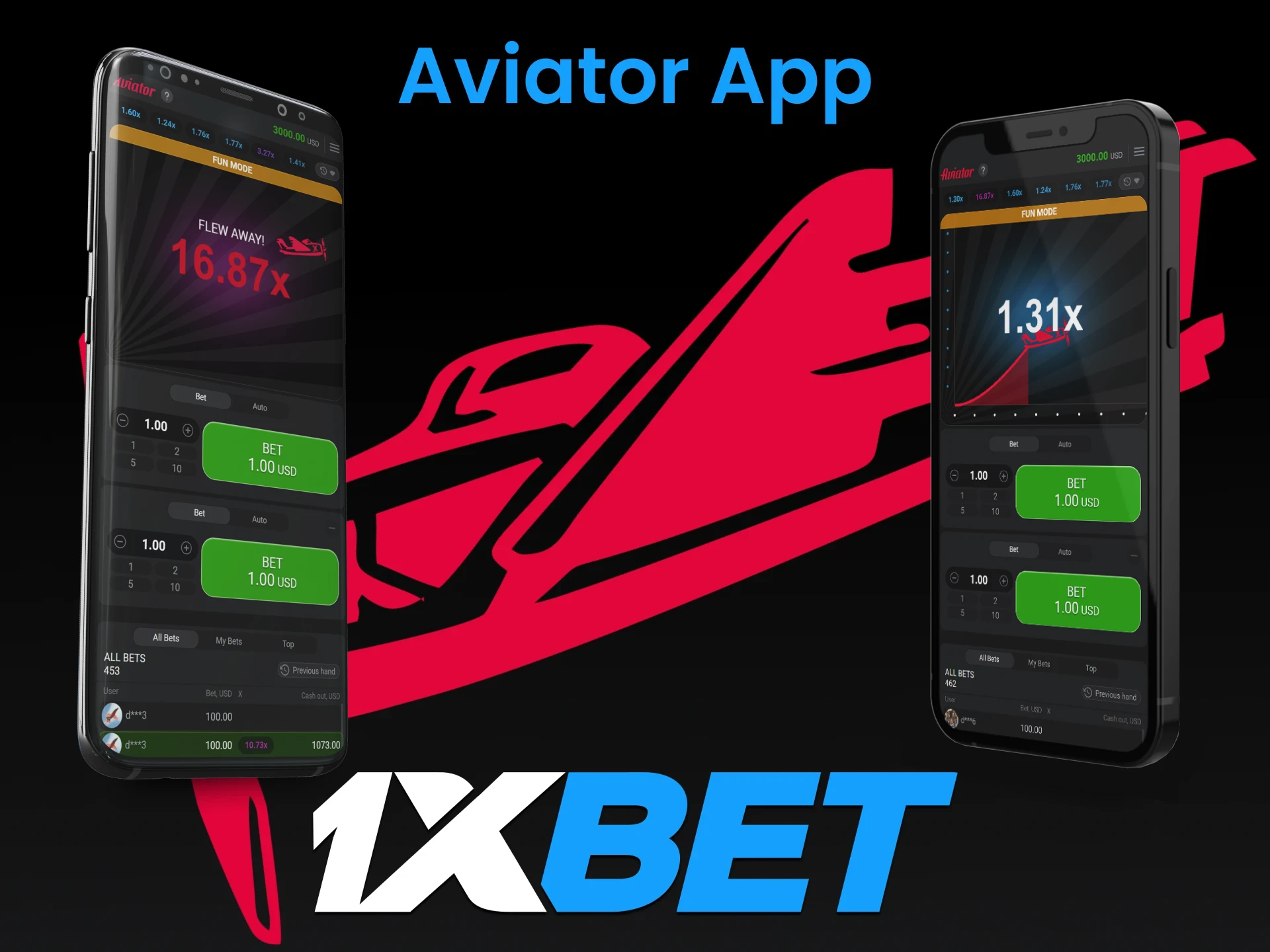 Use your smartphone to play Aviator from 1xbet.
