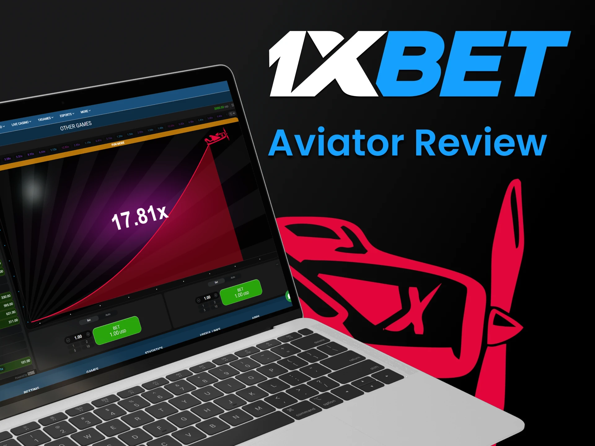 Play the game Aviator on the 1xbet platform.