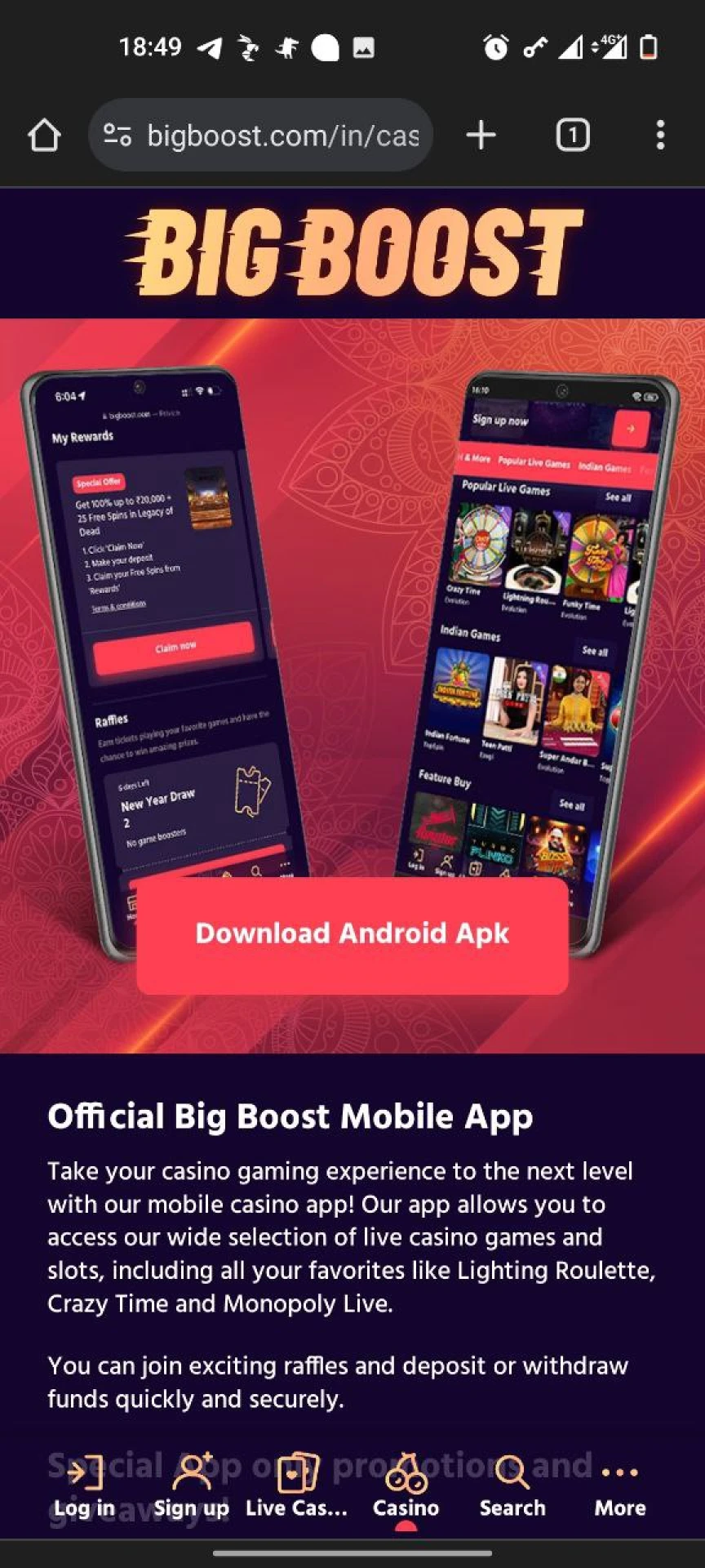 Start downloading the Big Boost application for Android.