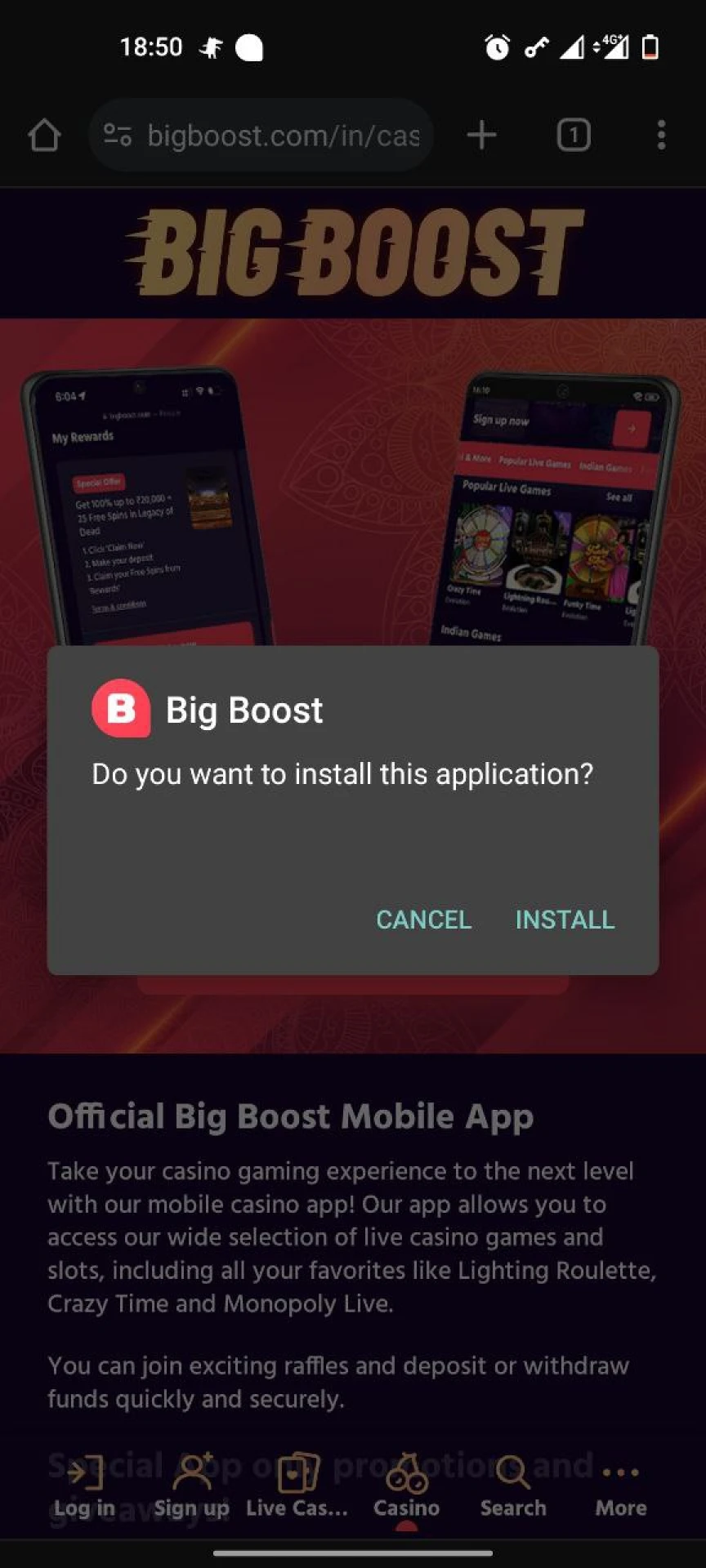 Click the install Big Boost button to install the application.