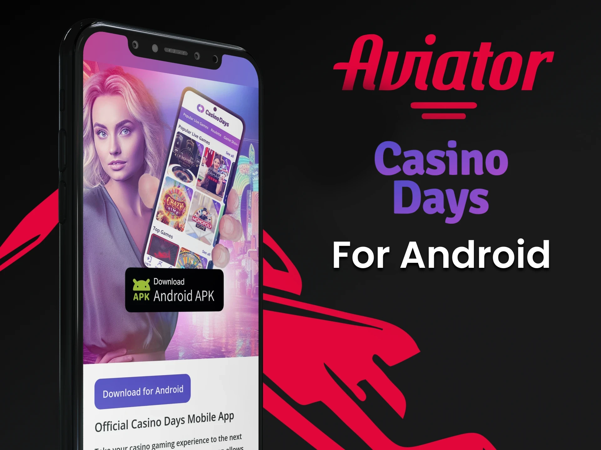 Download the Casino Days app to play Aviator on Android.