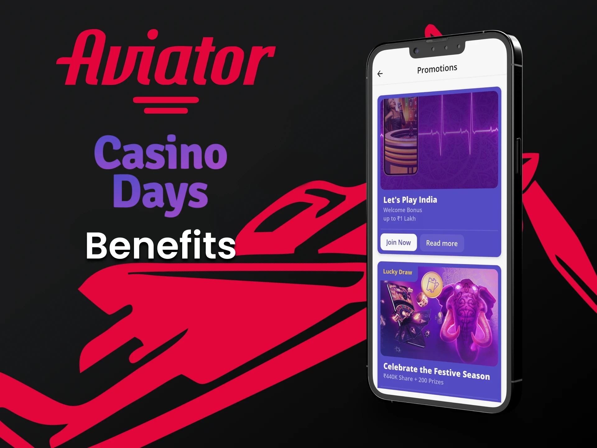 The Casino Days app has many advantages and bonuses for playing Aviator.