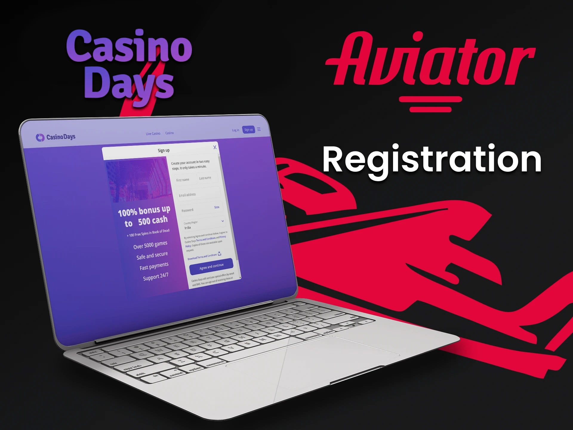 Create an account at Casino Days to play Aviator.