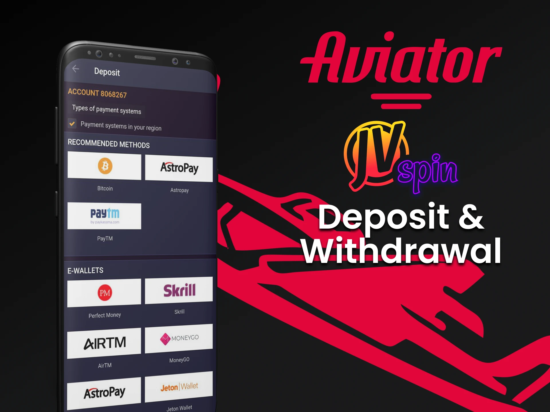 We will tell you about the transaction methods for the Aviator game in the JV Slot app.