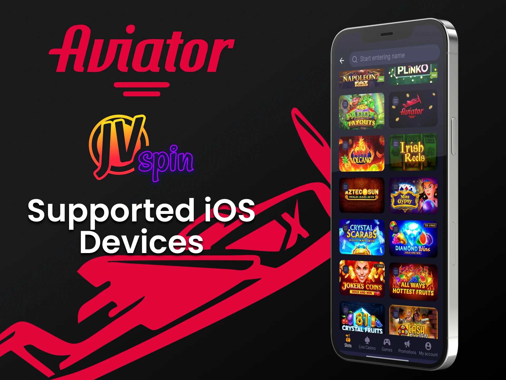 Choose iOS devices to play Aviator in the JV Slot app.