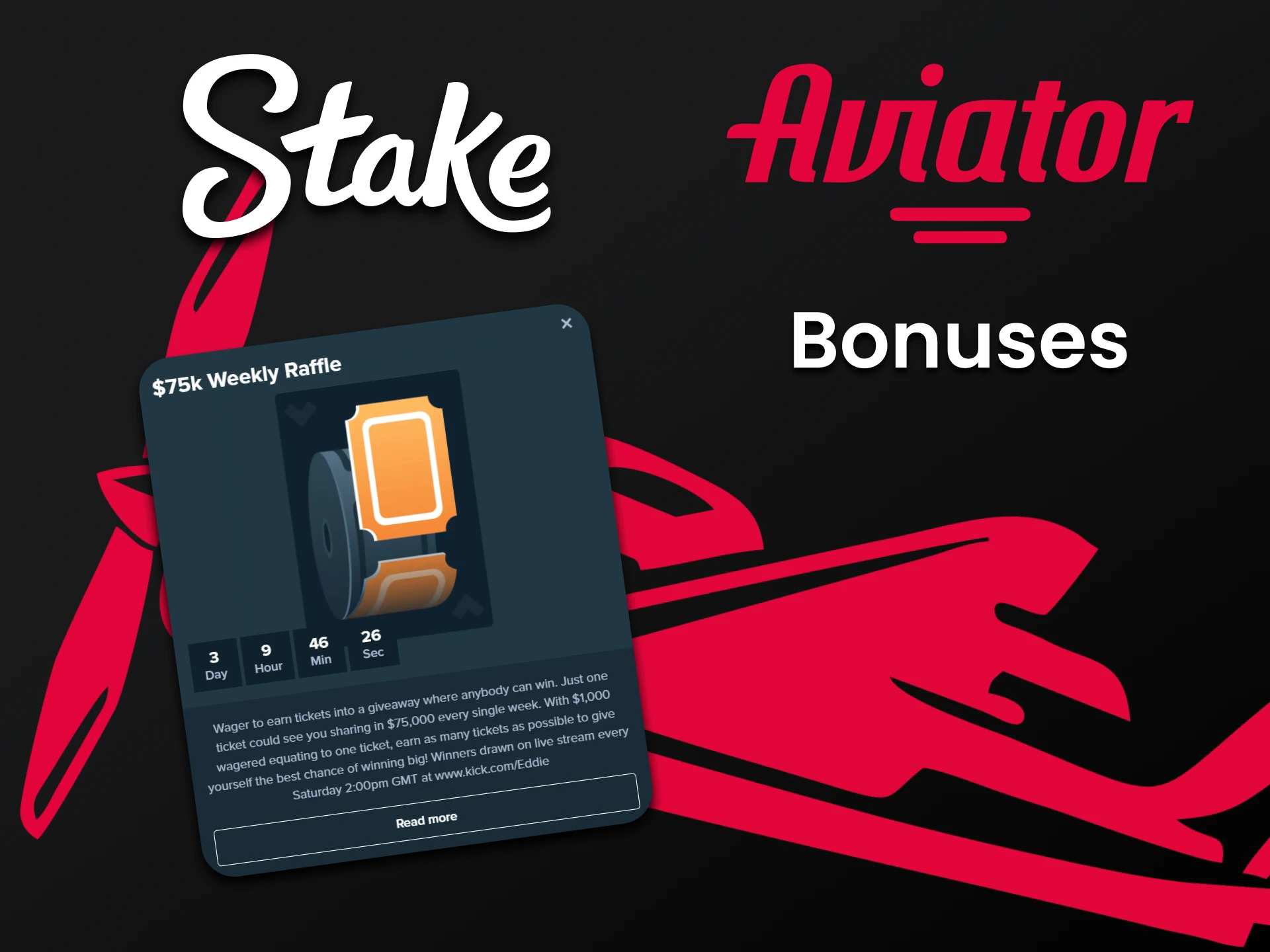 When playing Aviator you receive bonuses from Stake.