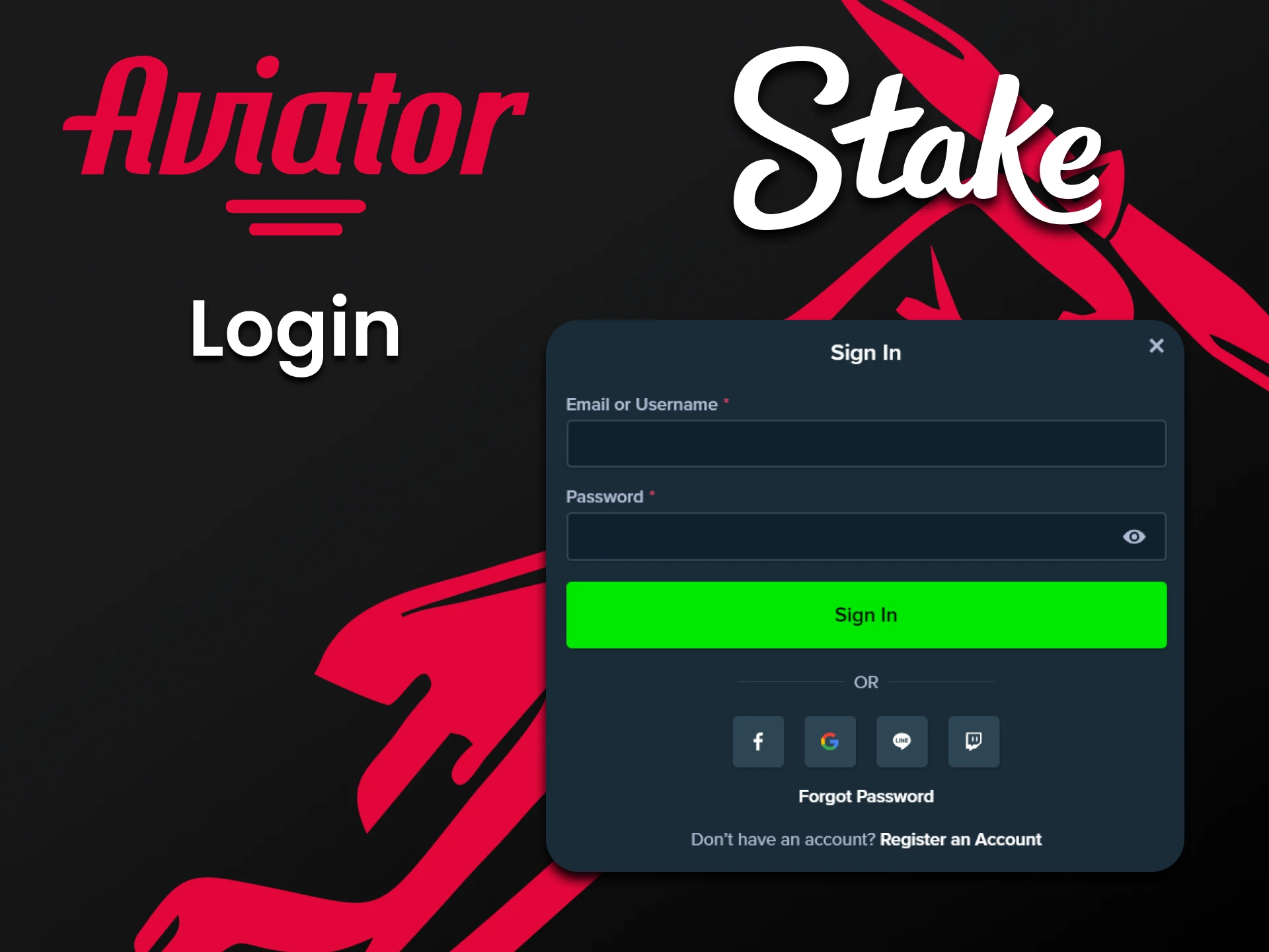 By logging into your personal Stake account you can play Aviator.