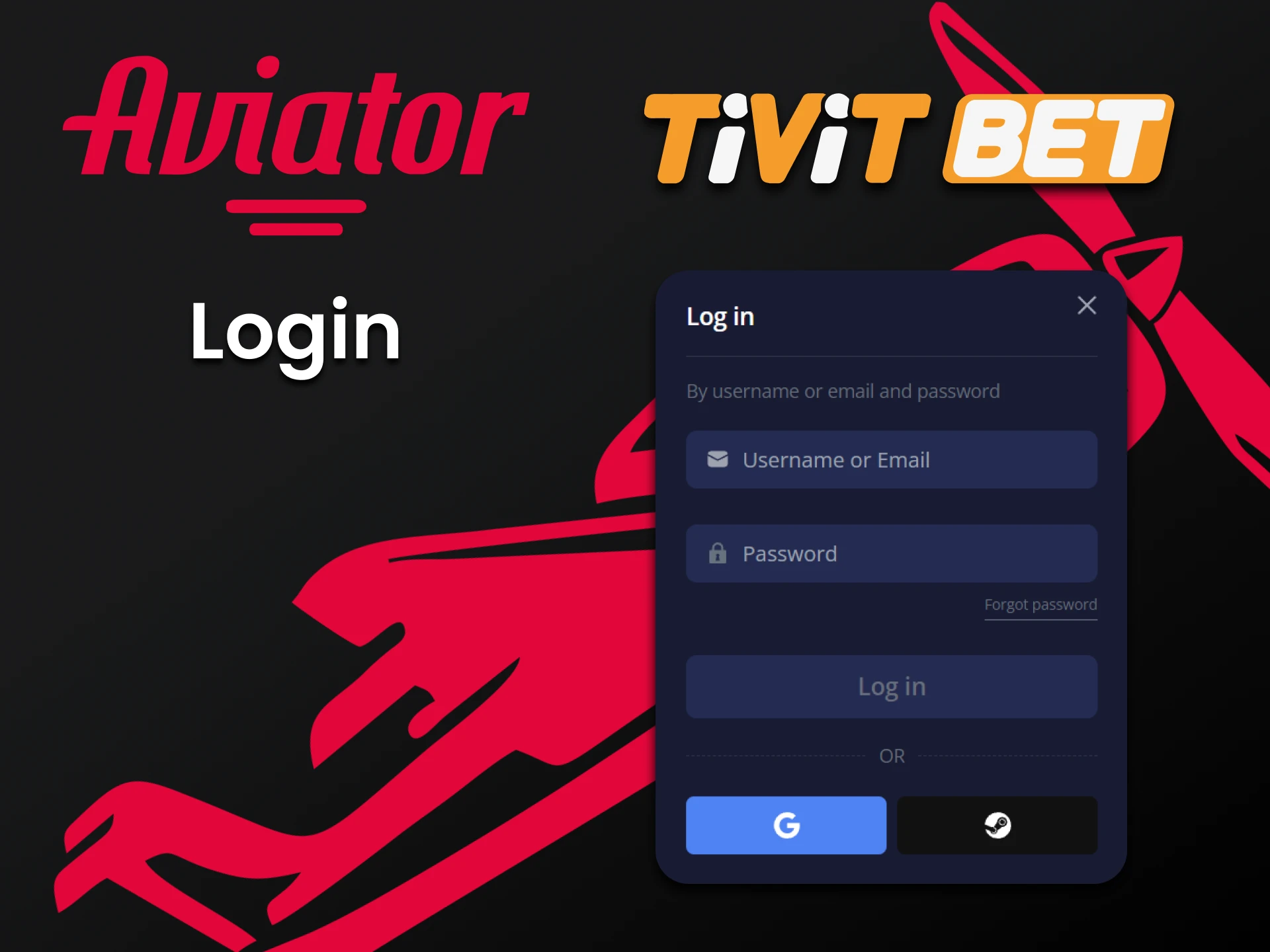 Log in to your Tivitbet account to play Aviator.