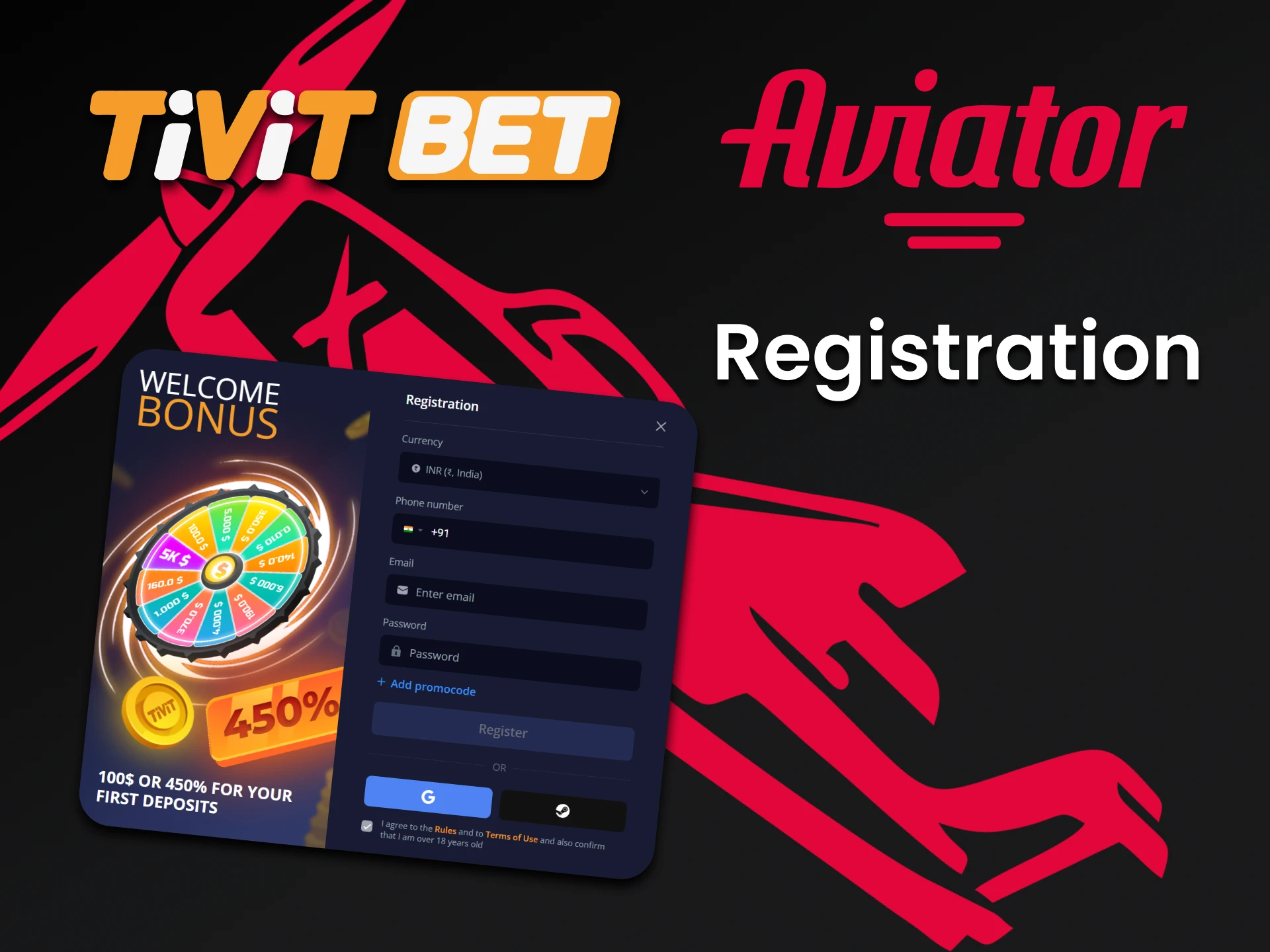 Be sure to register on Tivitbet to play Aviator.
