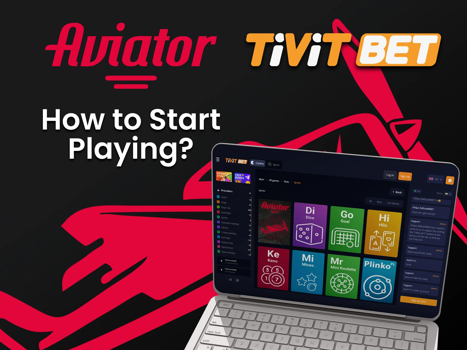 Choose Aviator in the casino section of Tivitbet.