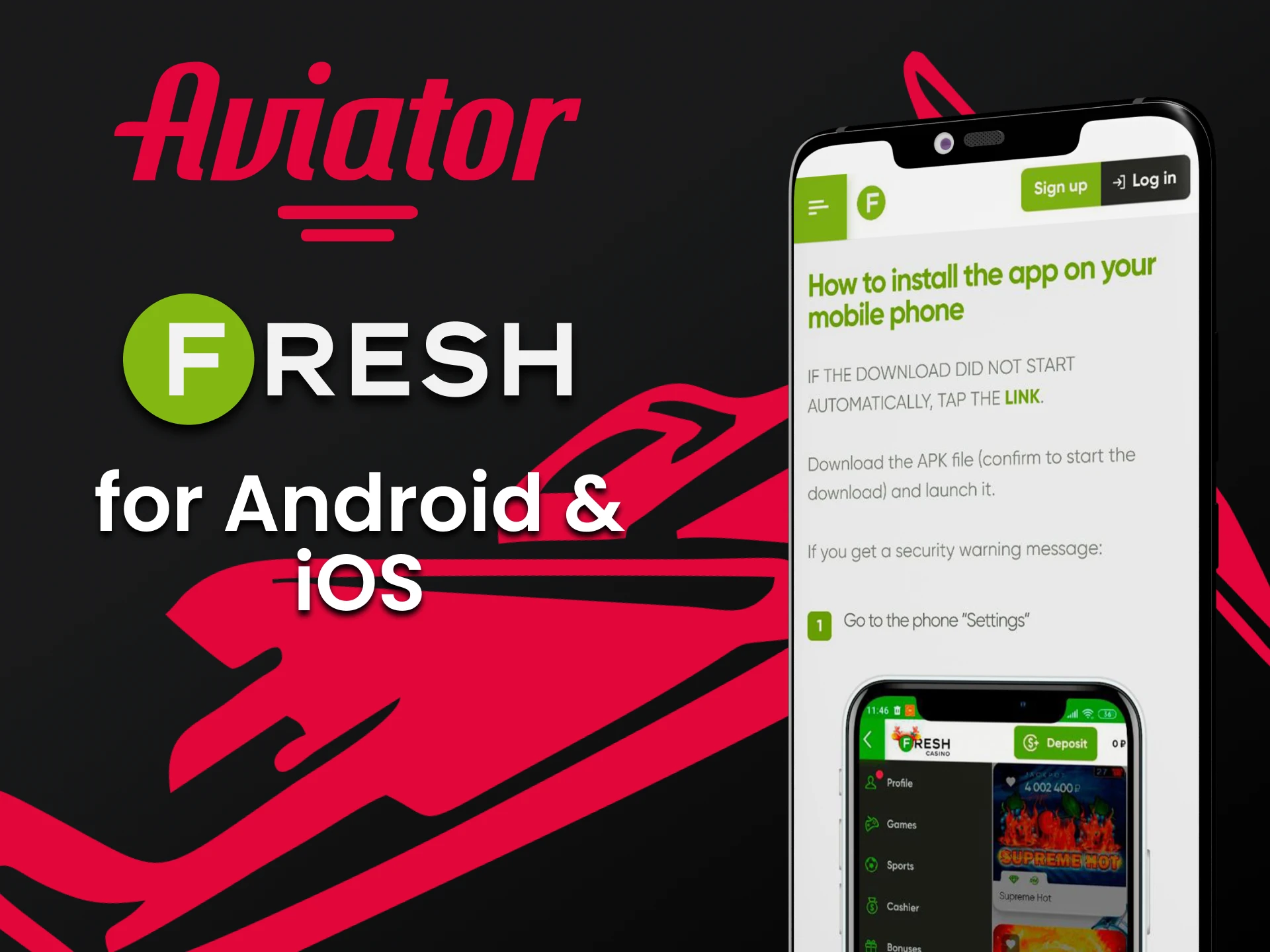 Play Aviator through the Fresh Casino app.