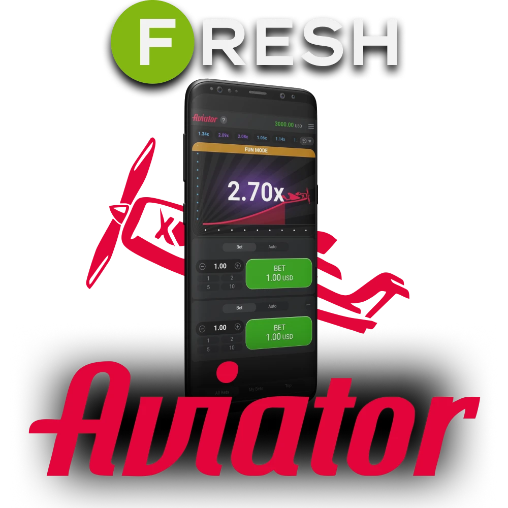 To play Aviator use the Fresh Casino application.