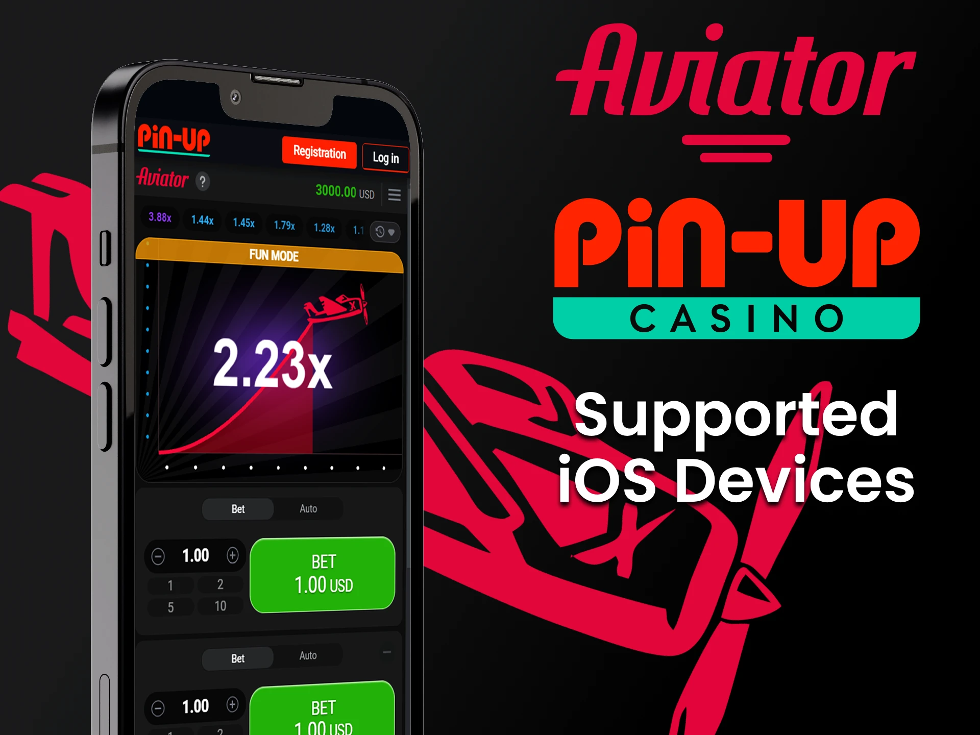 Play Aviator by Pin Up on iOS devices.
