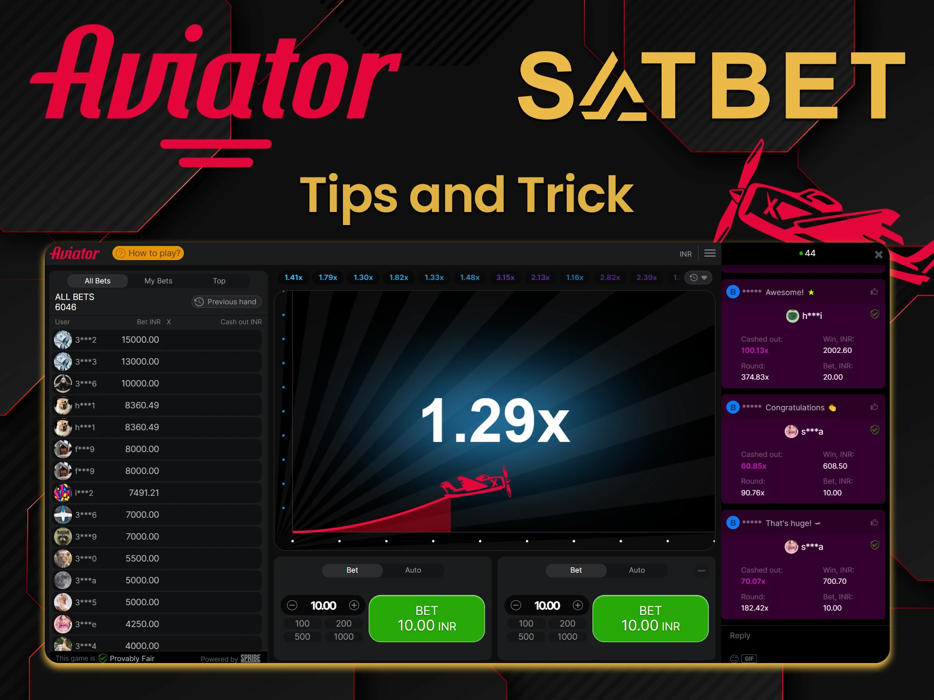 Take advantage of Satbet's tips and tricks for playing Aviator.