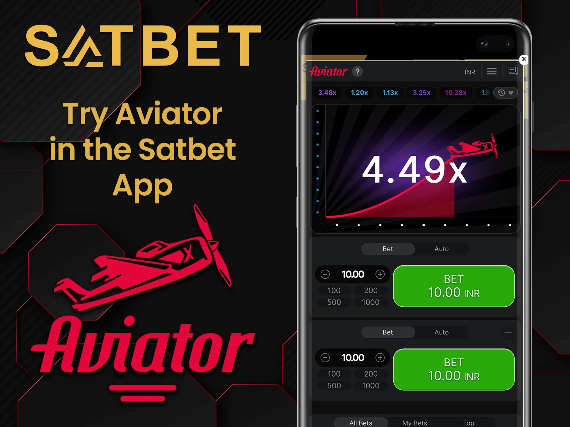 You can play Aviator from the Satbet mobile app for Android.