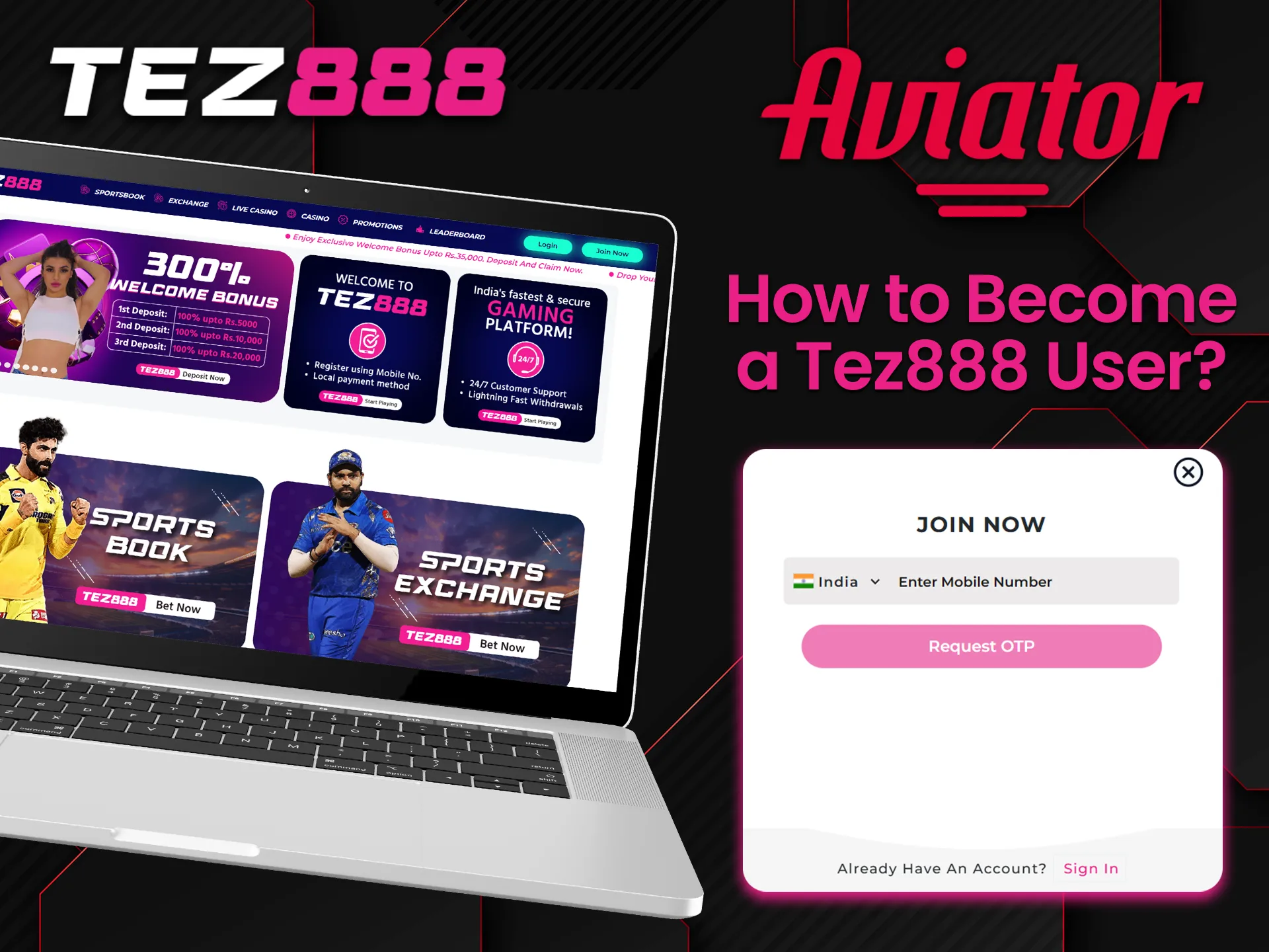 Open the official Tez888 page and register to play Aviator.