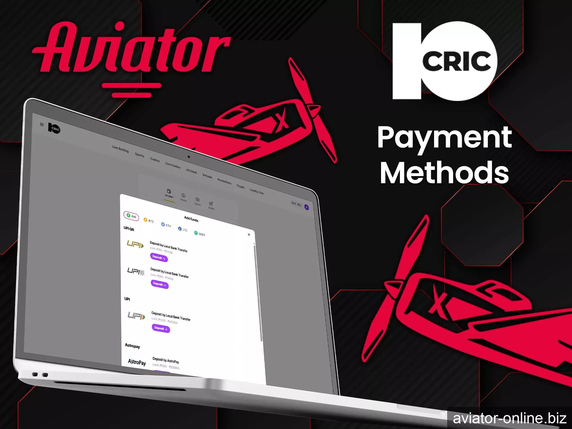 Read more about payment methods on 10CRIC Aviator.