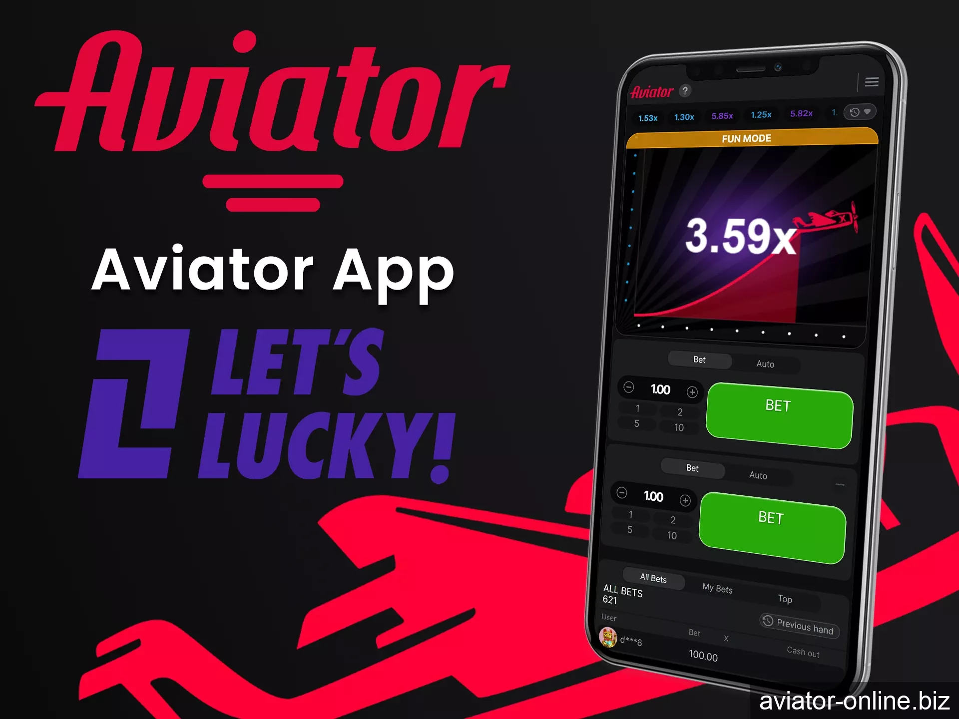 Play Aviator on the Letslucky app.