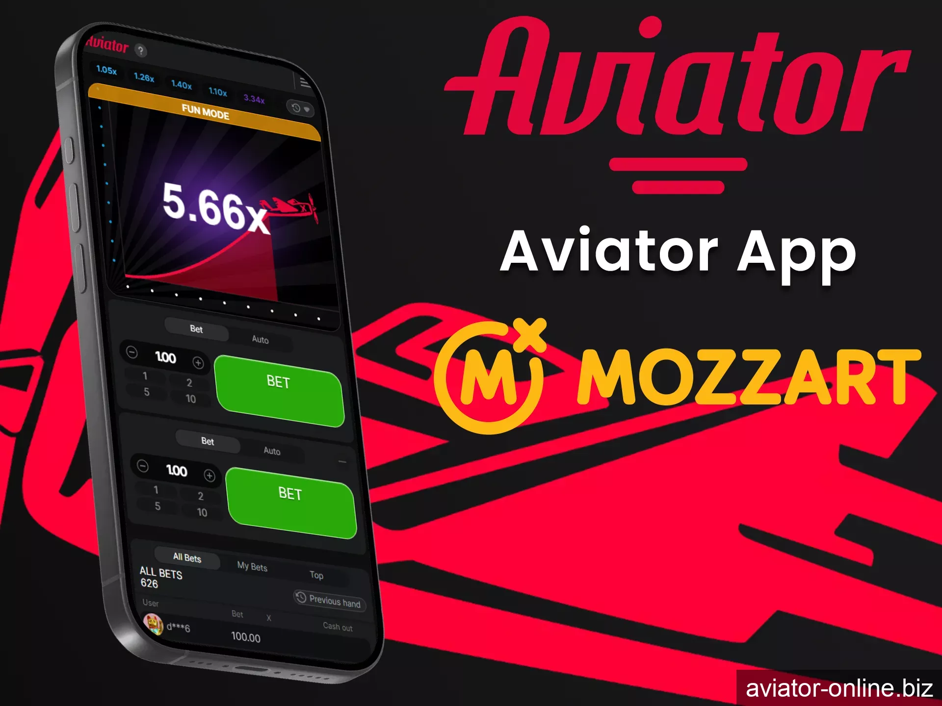 Play Aviator through the Mozzartbet app.
