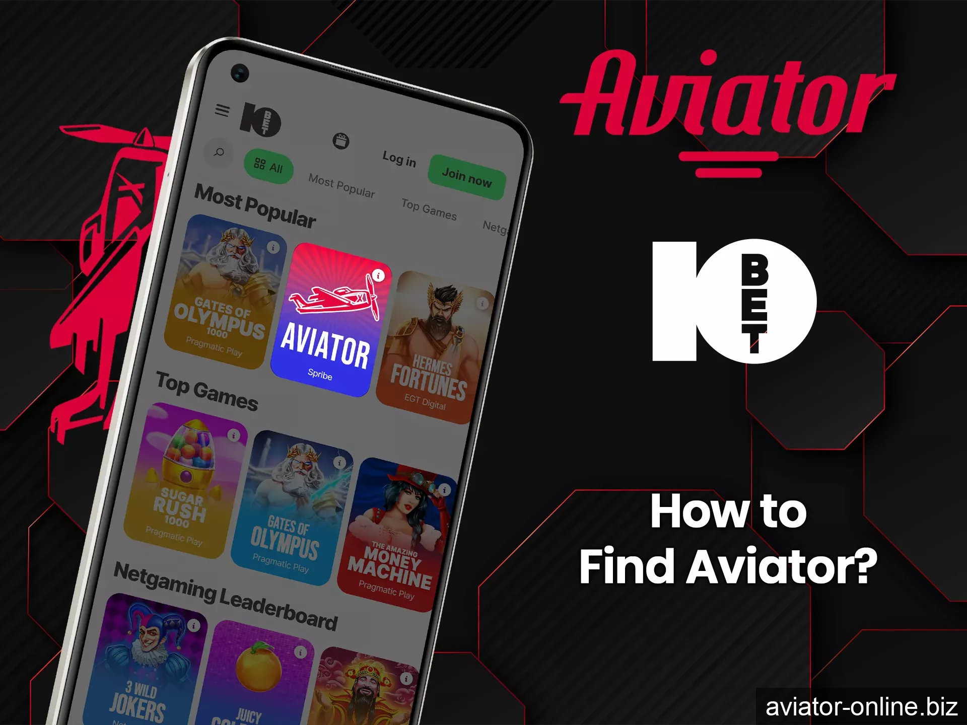 You'll find the Aviator game on the 10Bet app on the homepage.