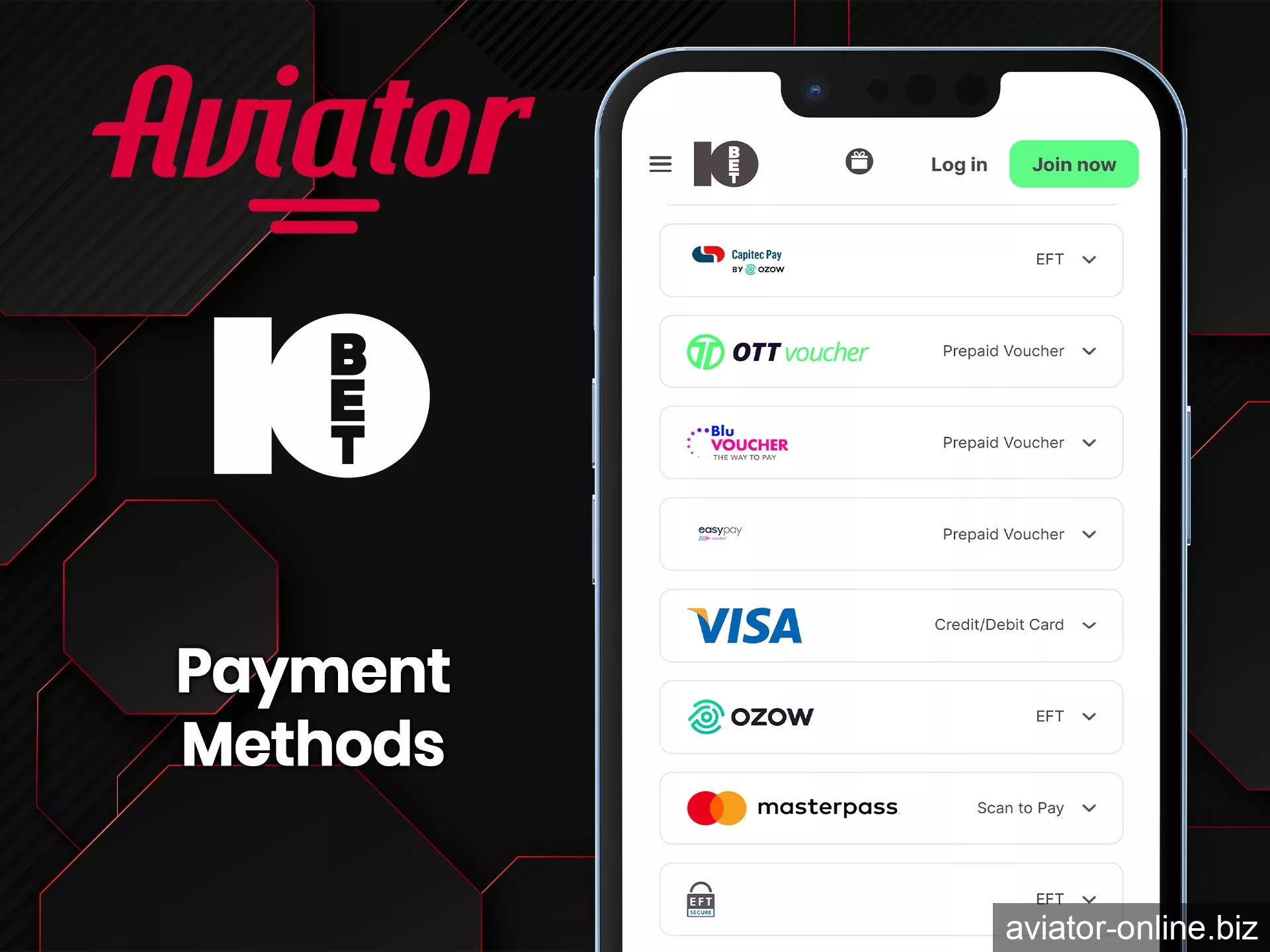 Make transactions in the 10Bet app using a variety of payment systems.