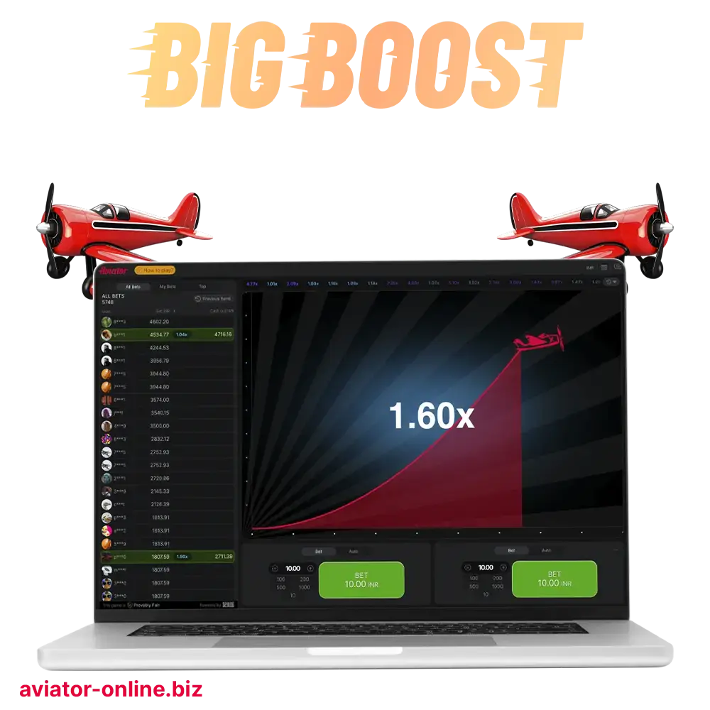 One of the most popular games on the Big Boost site is Aviator.