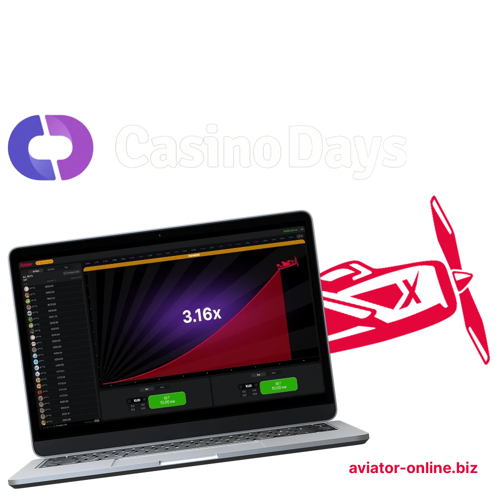 You can play Aviator on the official Casino Days website.