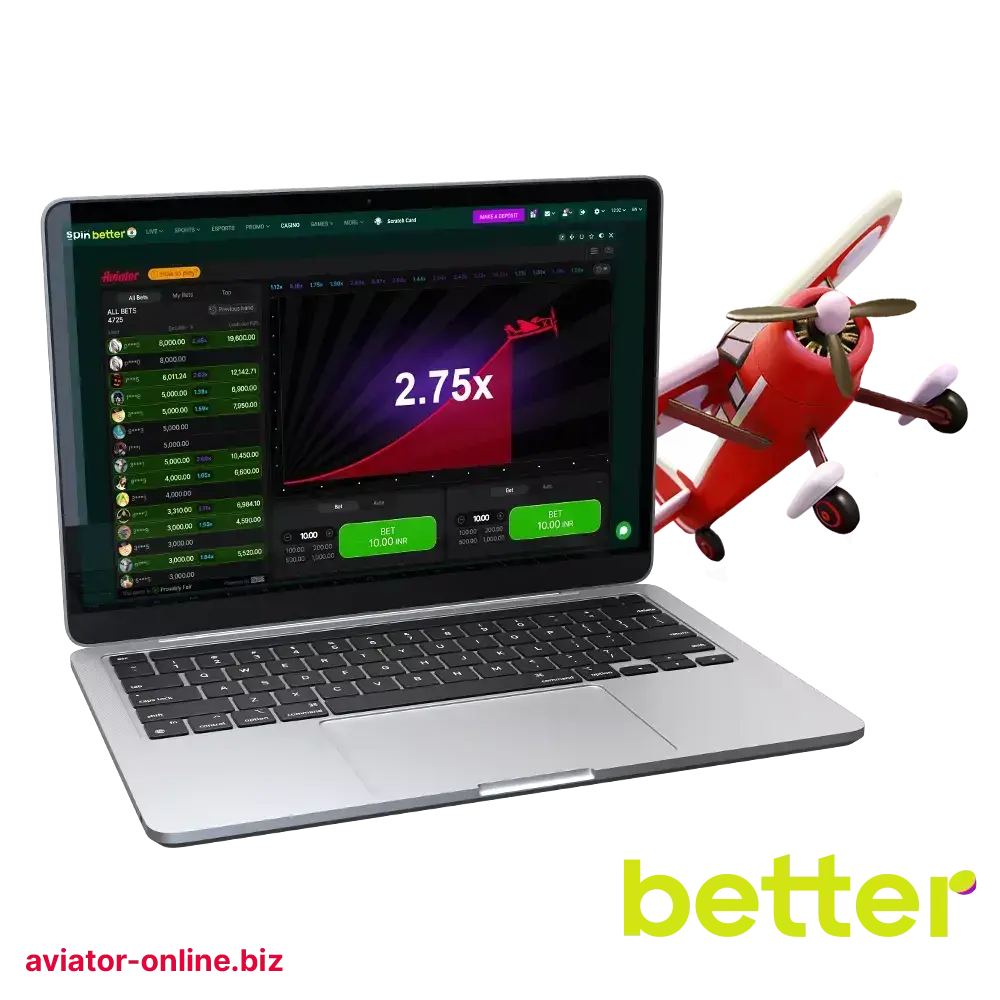 Experience the fun-filled world of Aviator game with Spinbetter.