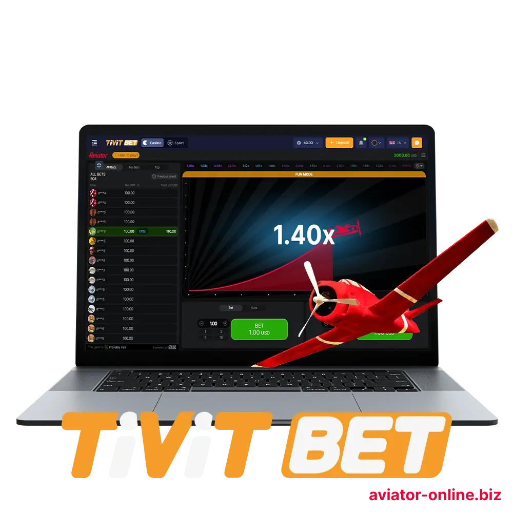 Go to the popular online casino Tivitbet to play Aviator.