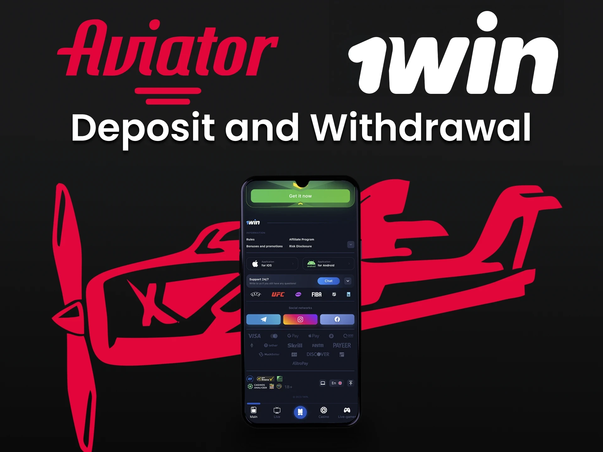 Choose a convenient way to deposit and withdraw funds from 1win.