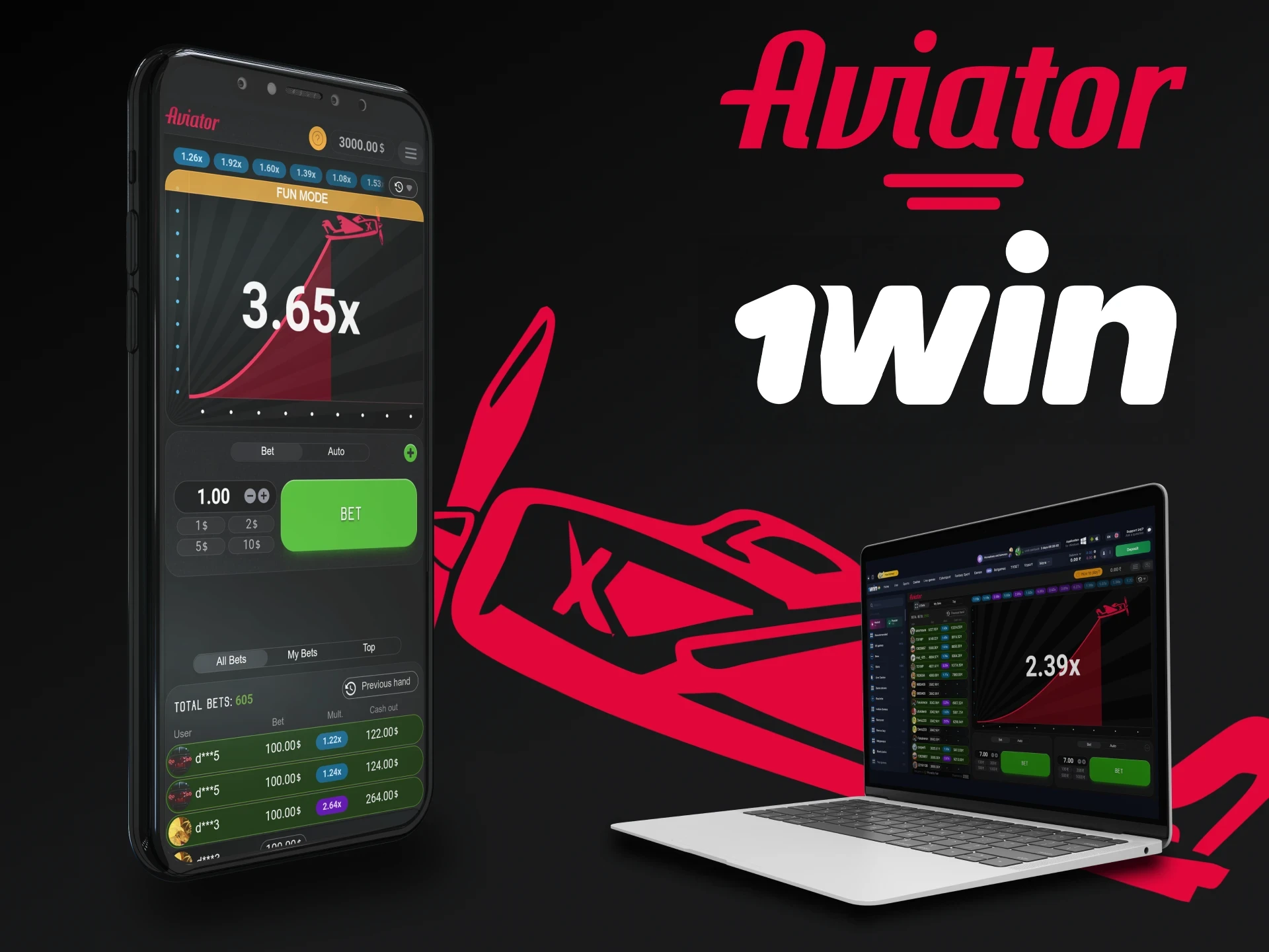 There are several ways to play Aviator by 1win.