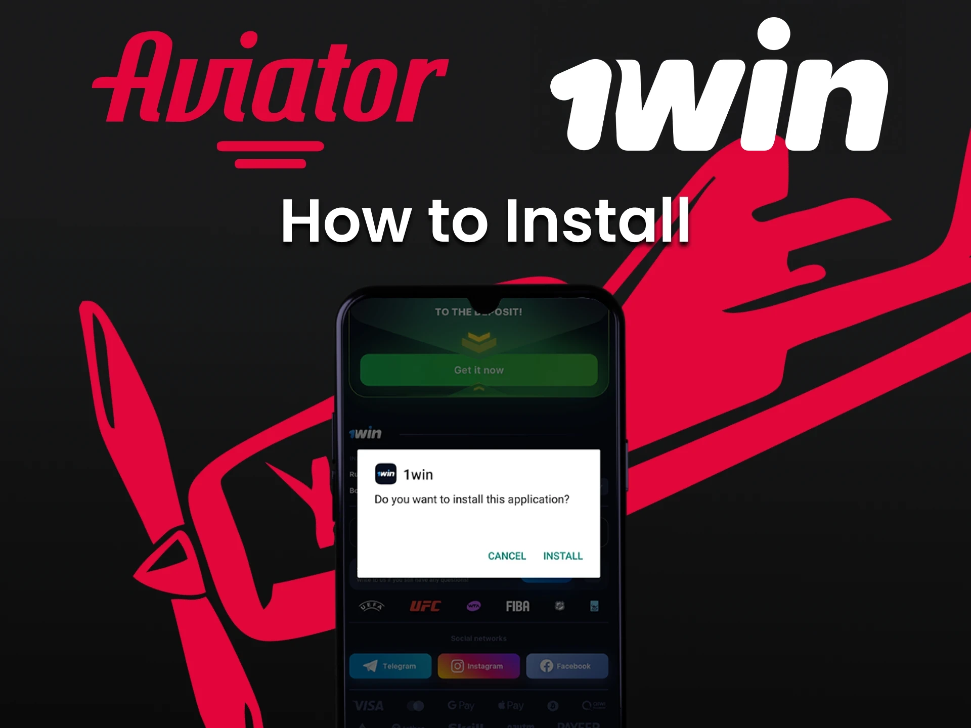 Follow the installation process of the 1win application to play Aviator.
